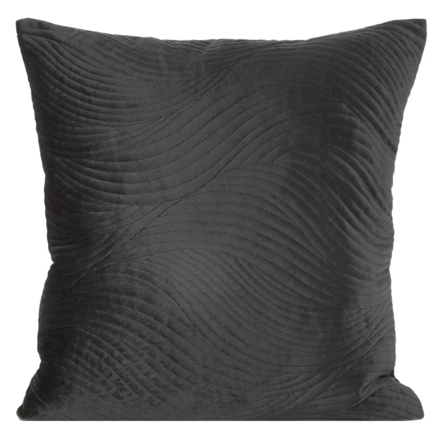 Poszewka na poduszkę 45x45 cm welwetowa, czarna pikowana w falujący wzór RIA5 Eurofirany Premium
