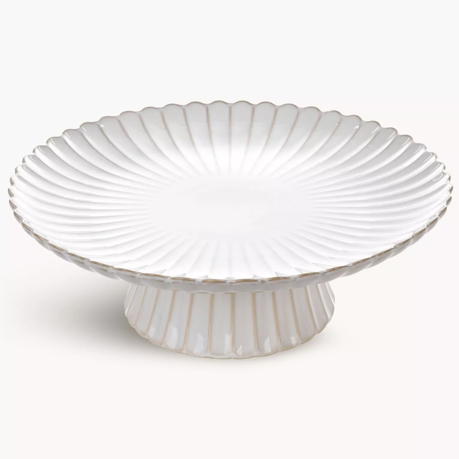 Patera ceramiczna dekoracyjna kremowo-beżowa z przecieranym wzorem w stylu eko średnica 34x11 cm AVRIL