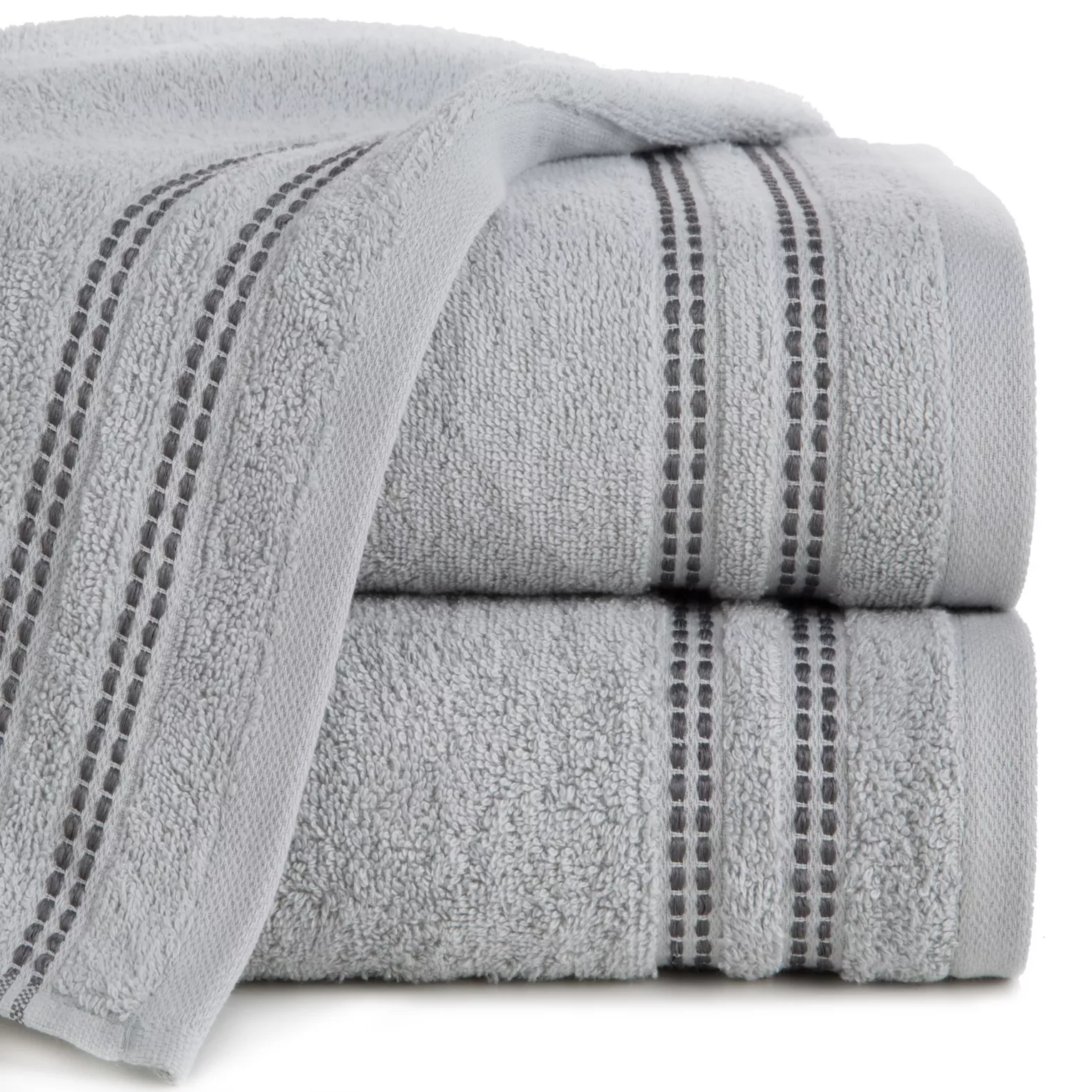 Ręcznik do rąk 30x50 cm bawełniany kolor srebrny z subtelną bordiurą w paseczki 500 g/m2ALLY