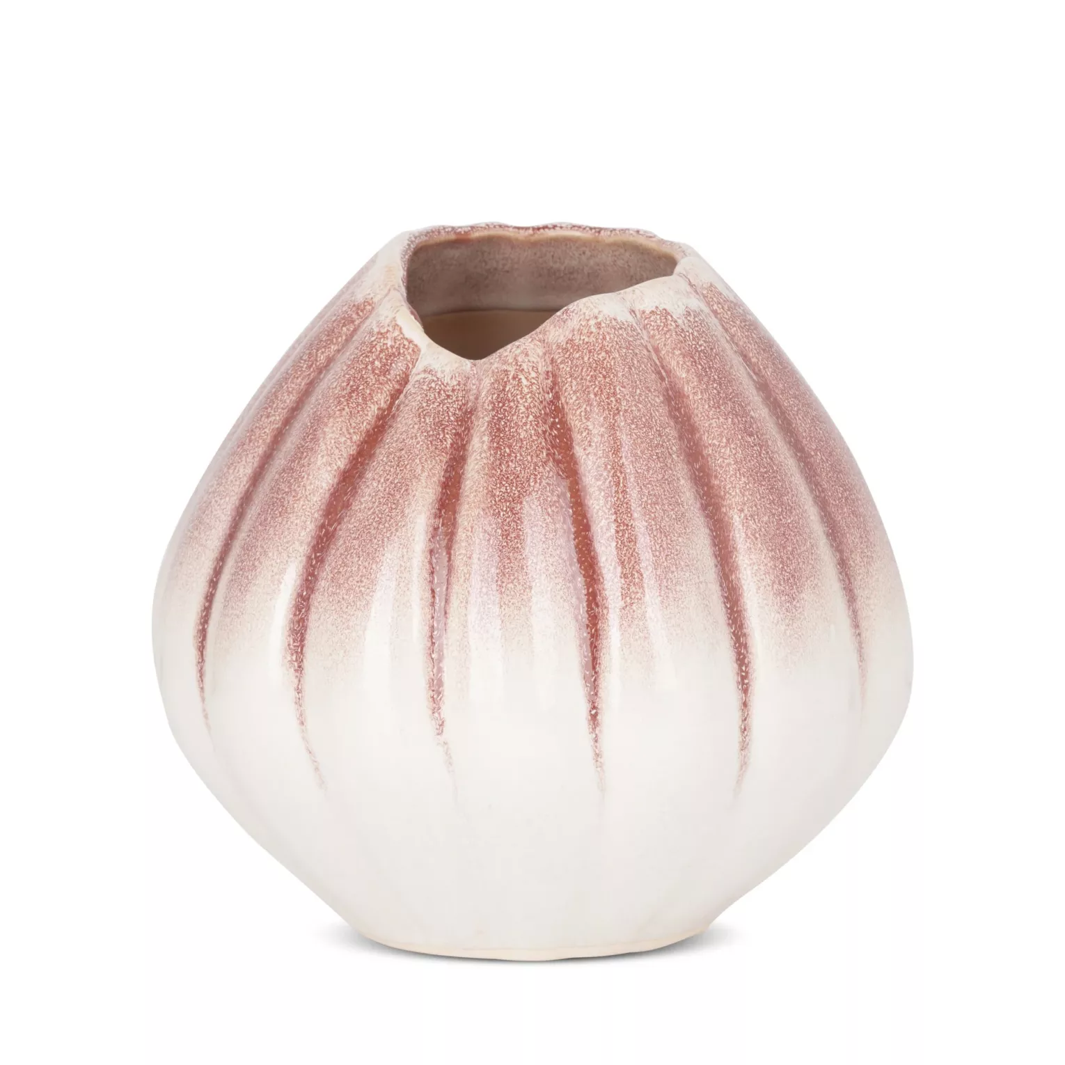 Wazon ceramiczny kremowo-różowy z efektem ombre średnica 19x18 cm EVITA