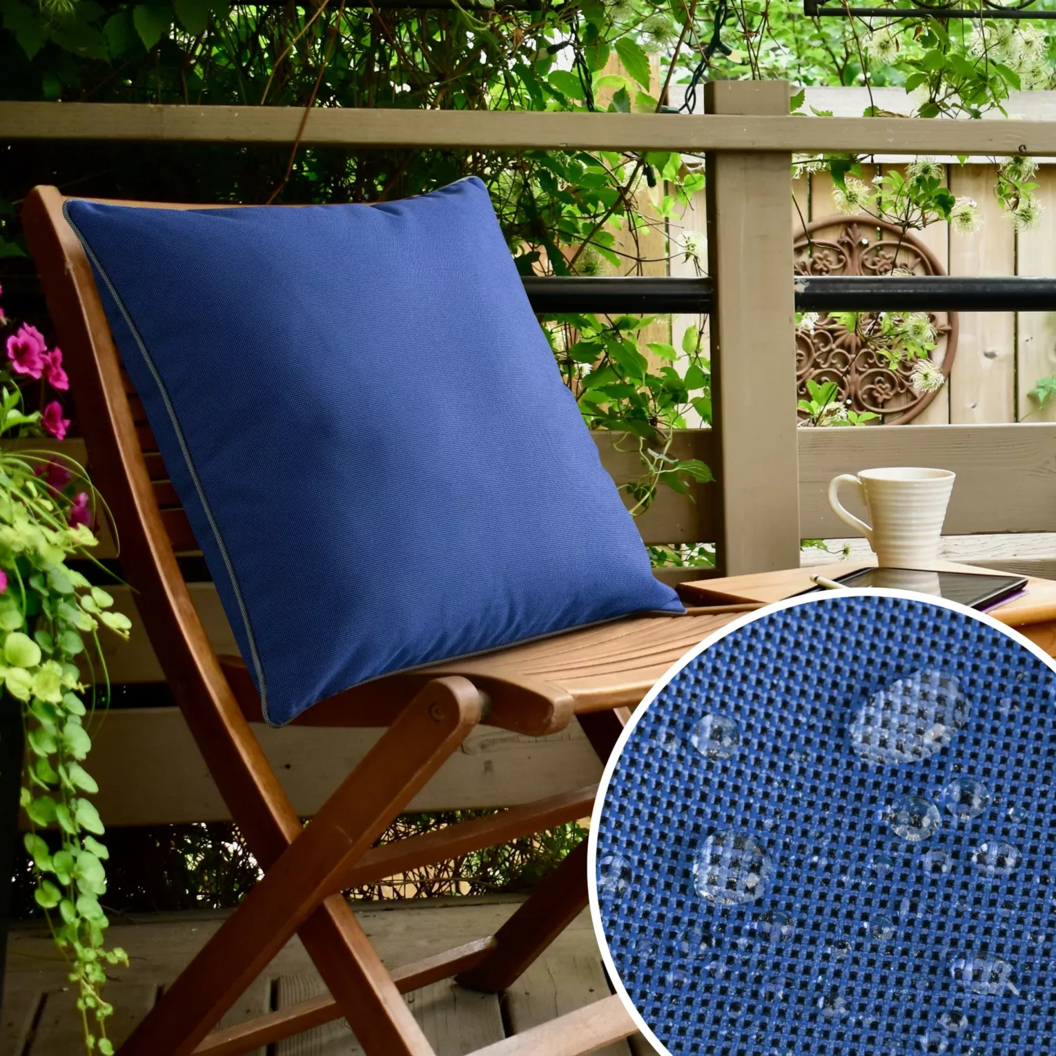 Poszewka na poduszkę 45x45 cm z gładkiej tkaniny wodoodpornej grantowa idealna do ogrodu i na taras GARDEN 4