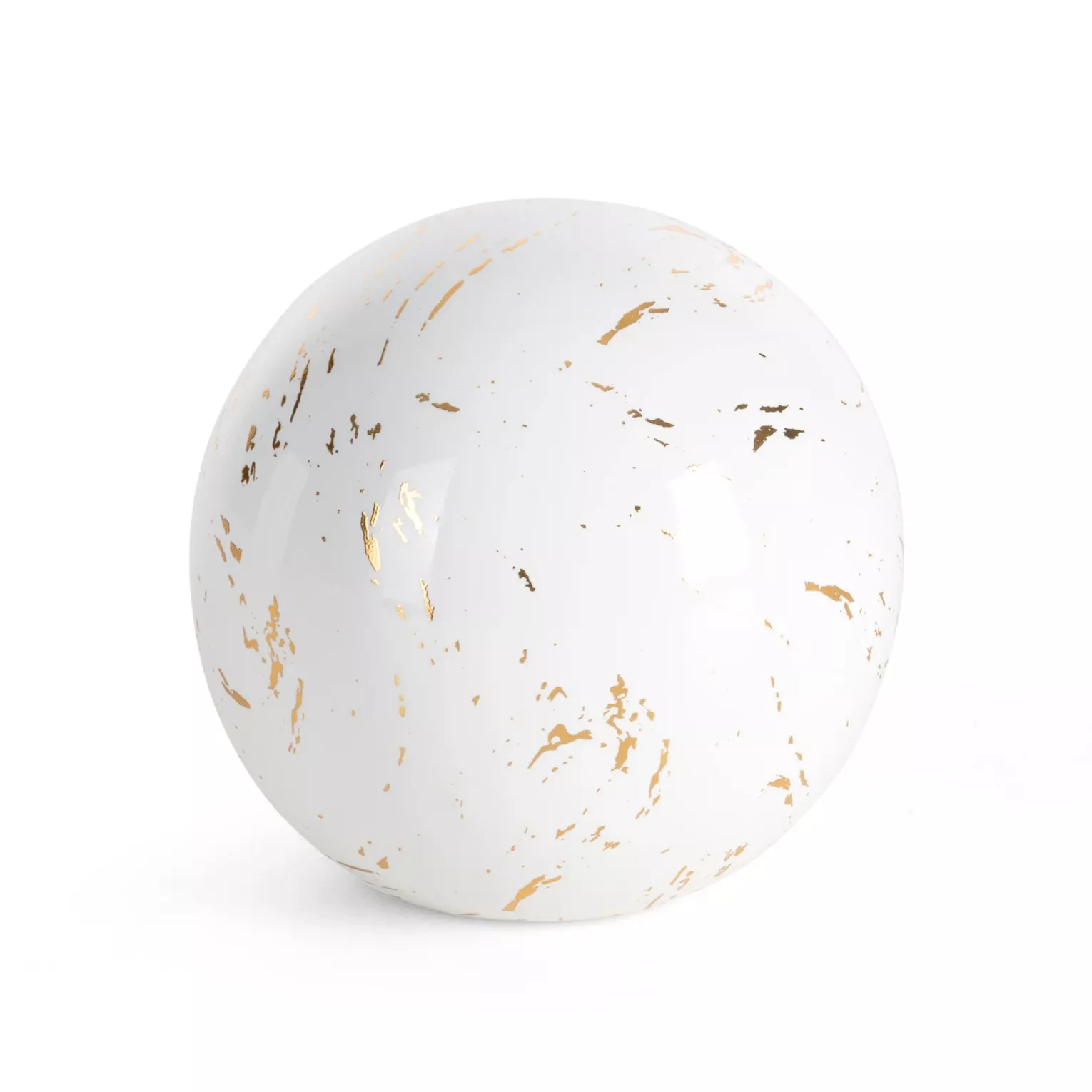 Kula ceramiczna biało-złota  zdobiona przecieranym wzorem średnica 10x10 cm