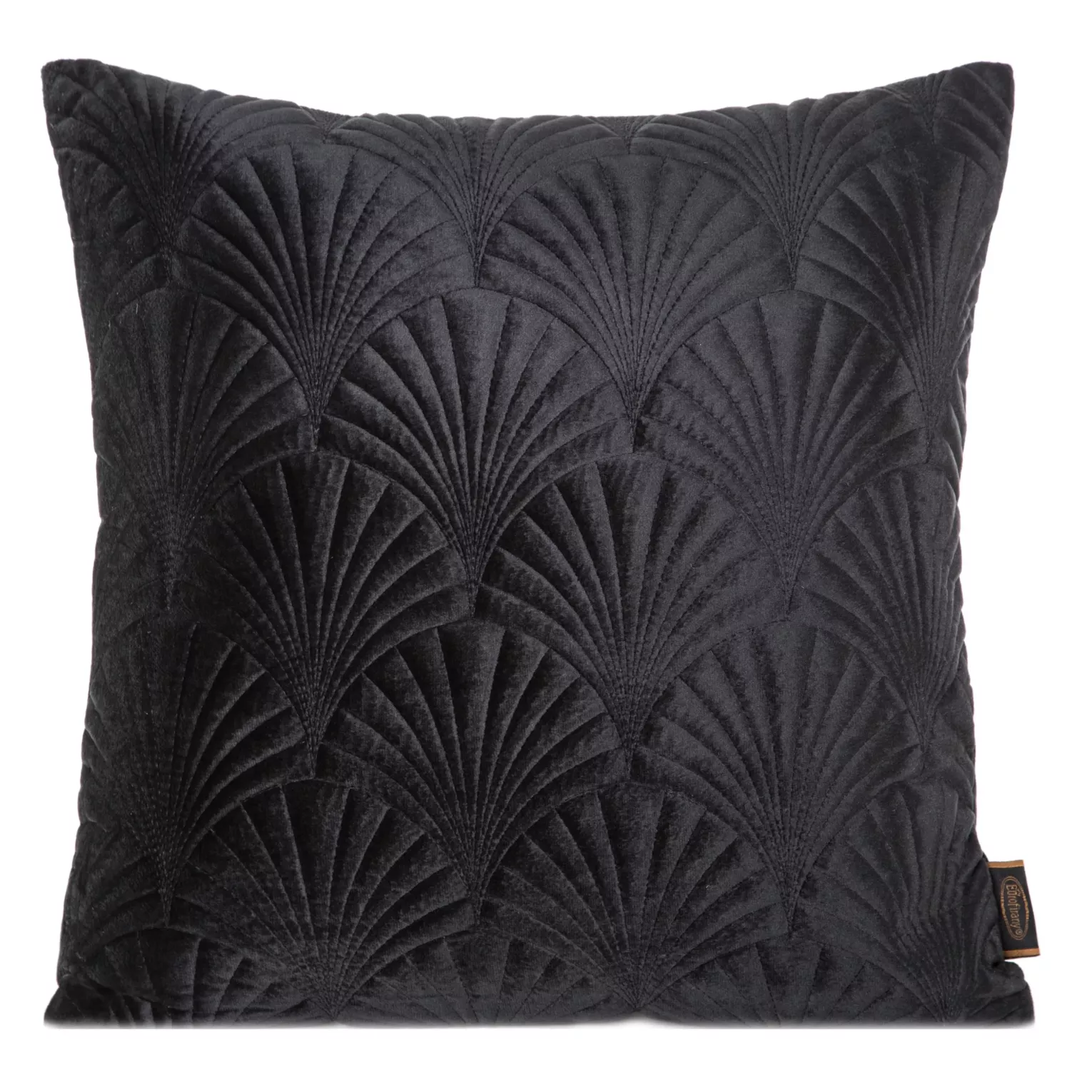 Poszewka na poduszkę 45x45 cm welwetowa, czarna pikowana, wzór w stylu art deco RIA 2 Eurofirany Premium