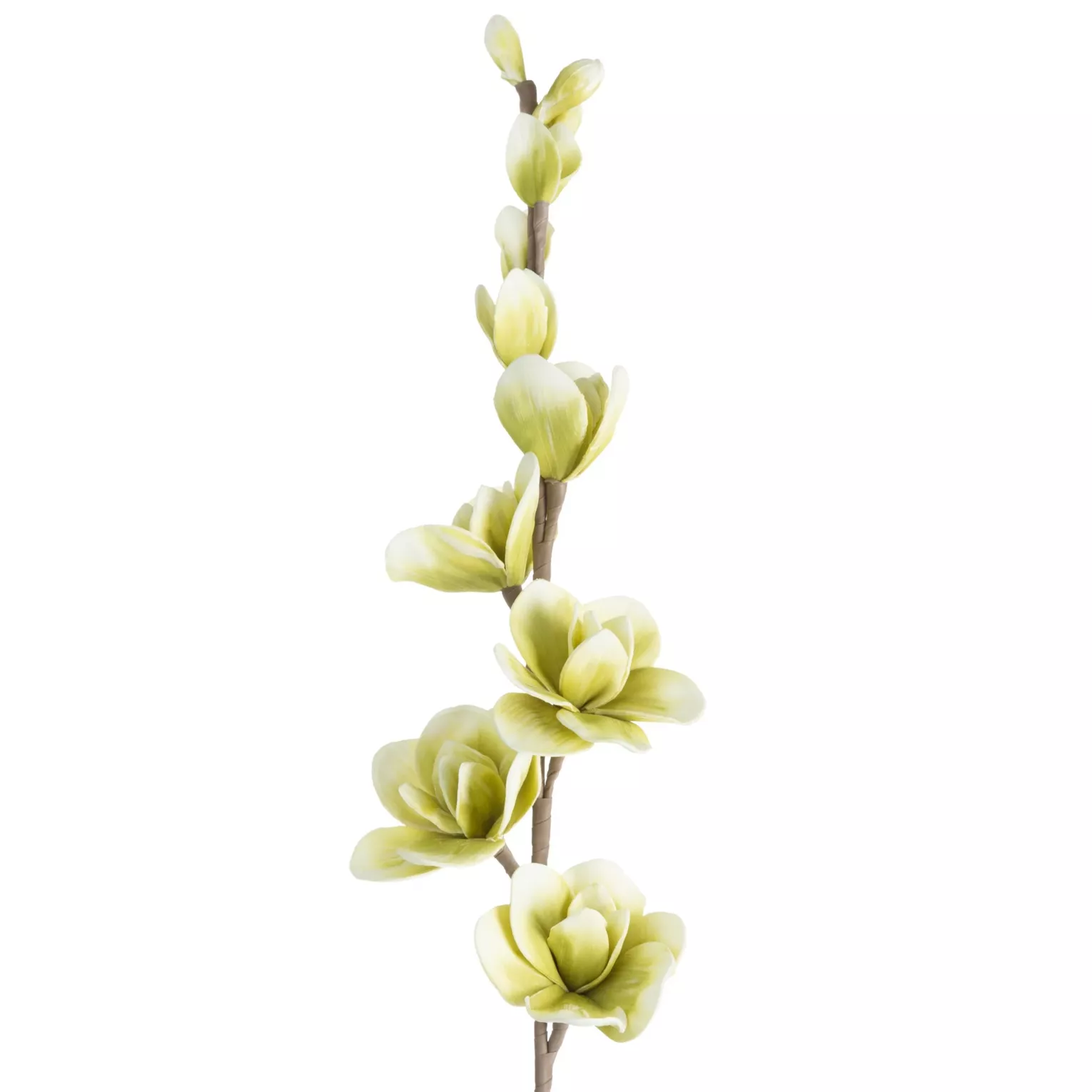 Kwiat sztuczny magnolia zielony z pianki foamiran 104 cm