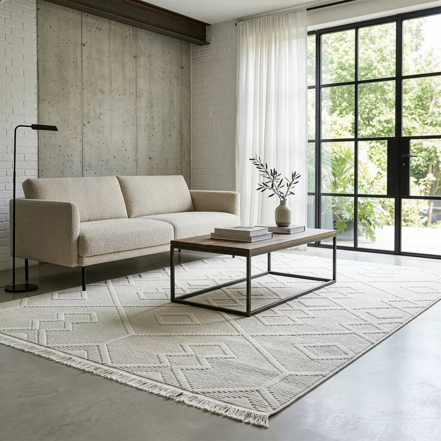 Dywan 160x230 cm srebrny z tłoczonym pętelkowym wzorem 3D SIMONE