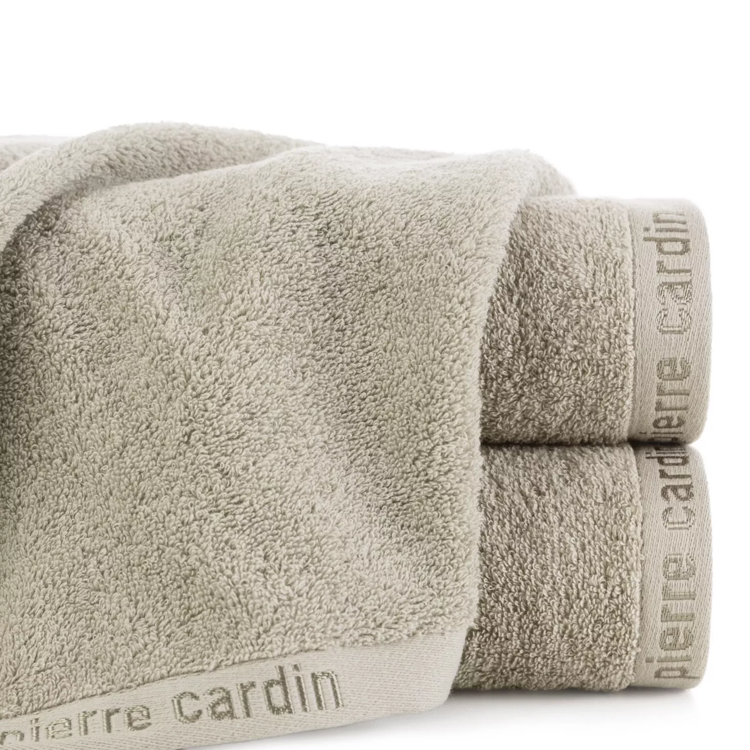 Ręcznik kąpielowy 50x90 cm bawełniany kolor jasnobeżowy z żakardową bordiurą 430 g/m2 EVI Pierre Cardin