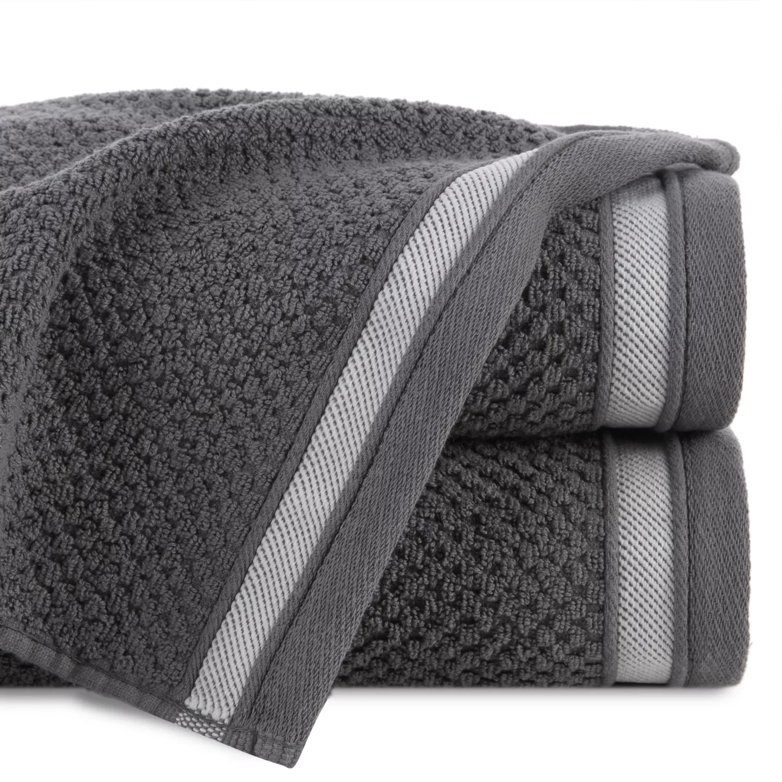 Ręcznik do rąk 30x50 cm bawełniany kolor stalowy w pasy 500 g/m2 MADLEN