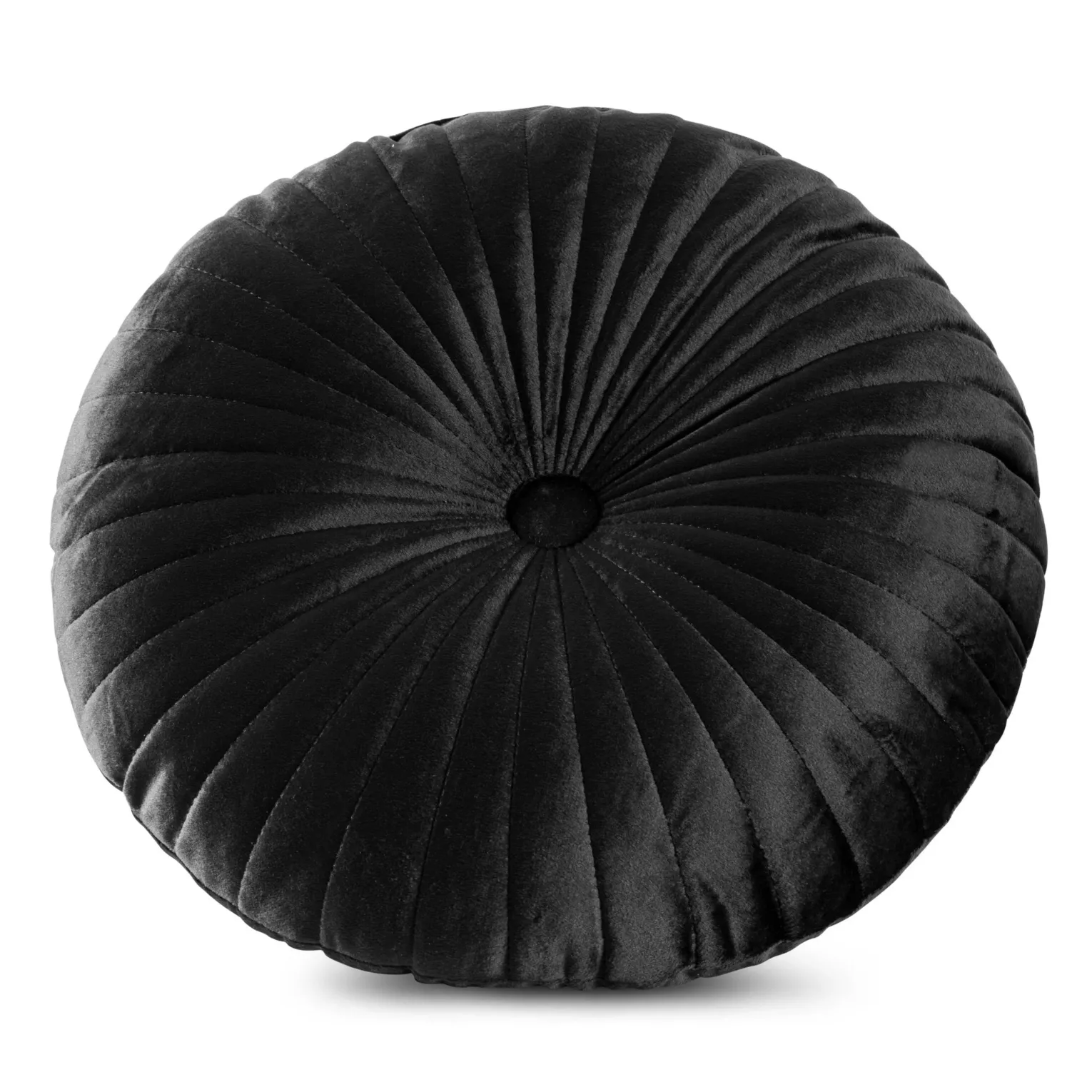 Poduszka okrągła średnica 40 cm welwetowa czarna pikowana VELVET 68