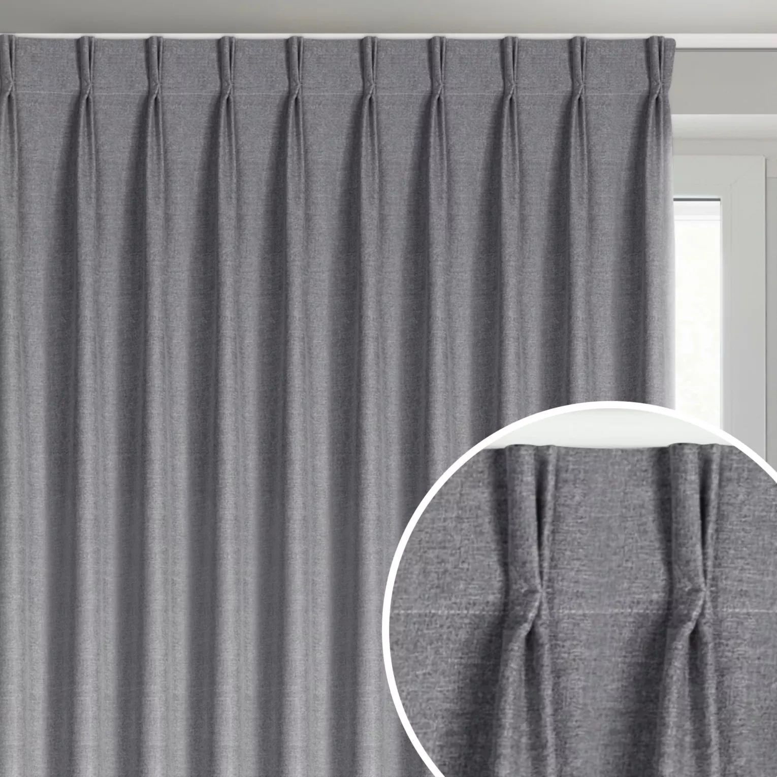 Zasłona grafitowa z 100% zaciemniającej tkaniny typu blackout 125x270 cm (wymiar podany na gotowo) system flex - NELISA
