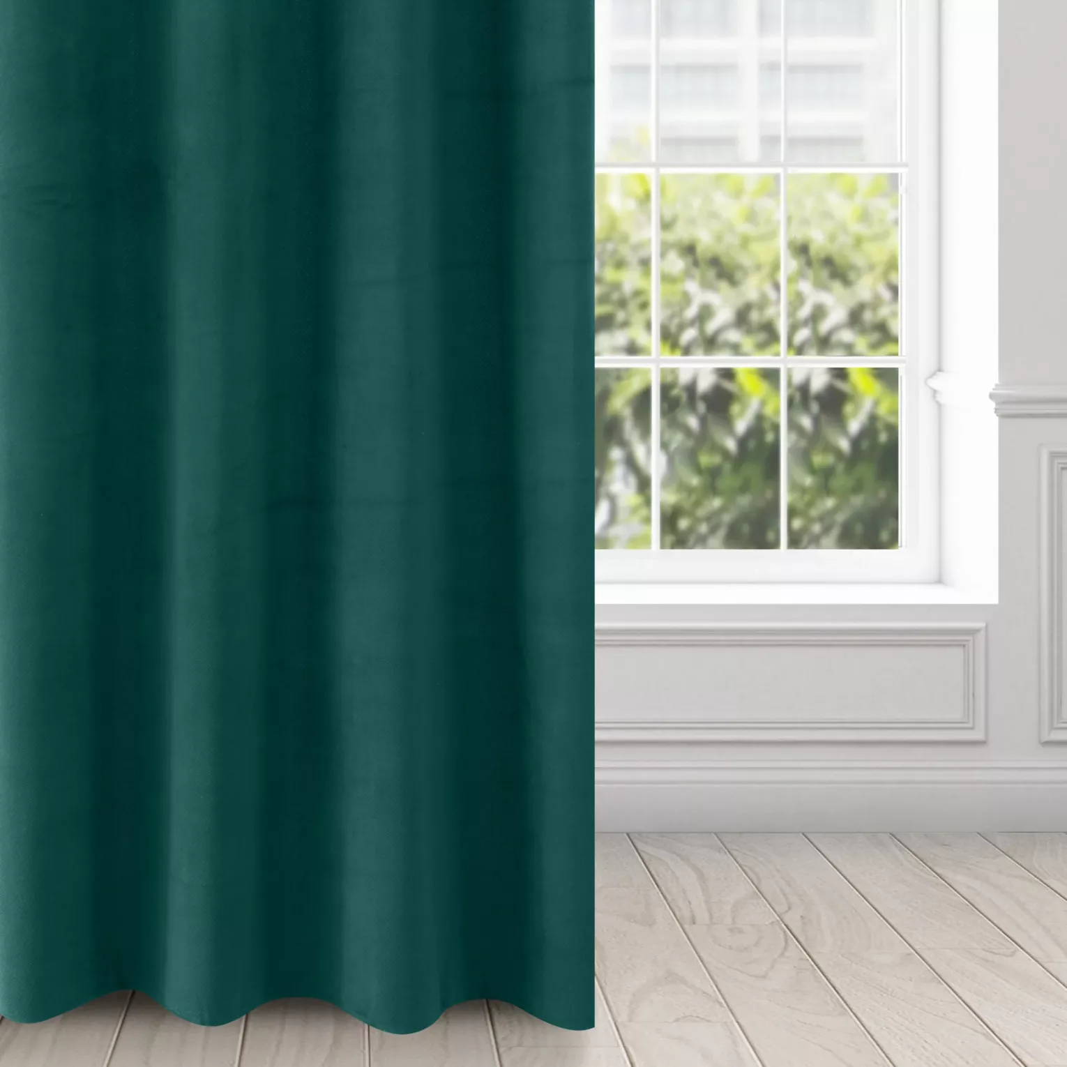 Zasłona ciemnozielona z matowego welwetu 140x250 cm przelotka - MILO