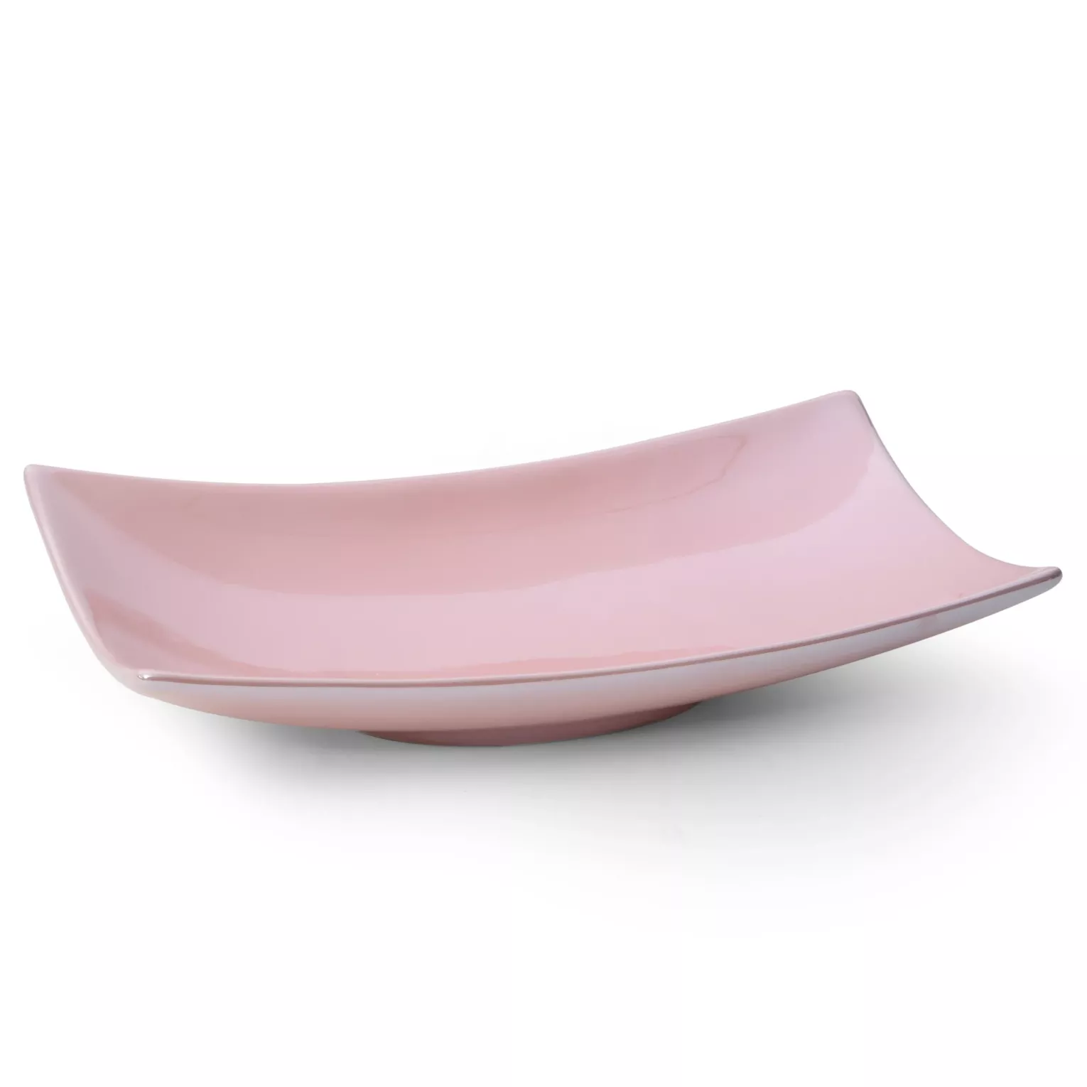 Patera ceramiczna  dekoracyjna różowa z perłowym połyskiem 31x17x7 cm