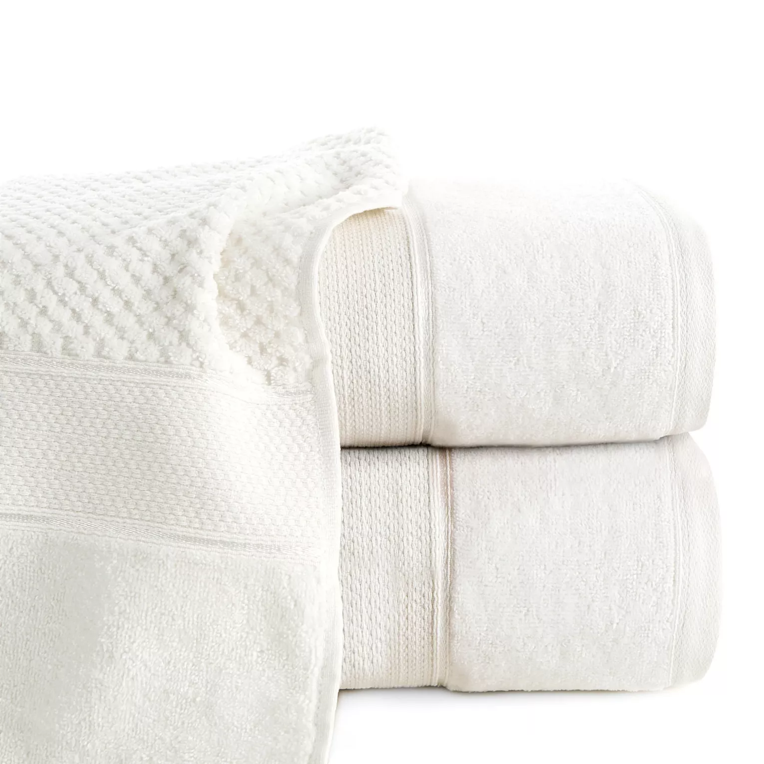 Ręcznik kąpielowy 50x90 cm bawełniany kolor kremowy z welwetową bordiurą 500 g/m2 JESSI