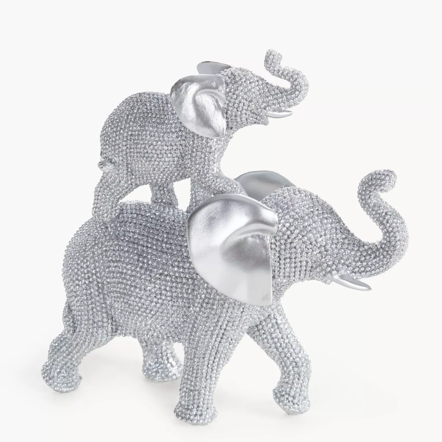 Figurka srebrna w kształcie słonia o drobnym strukturalnym wzorze 17x6x17 cm ELDO