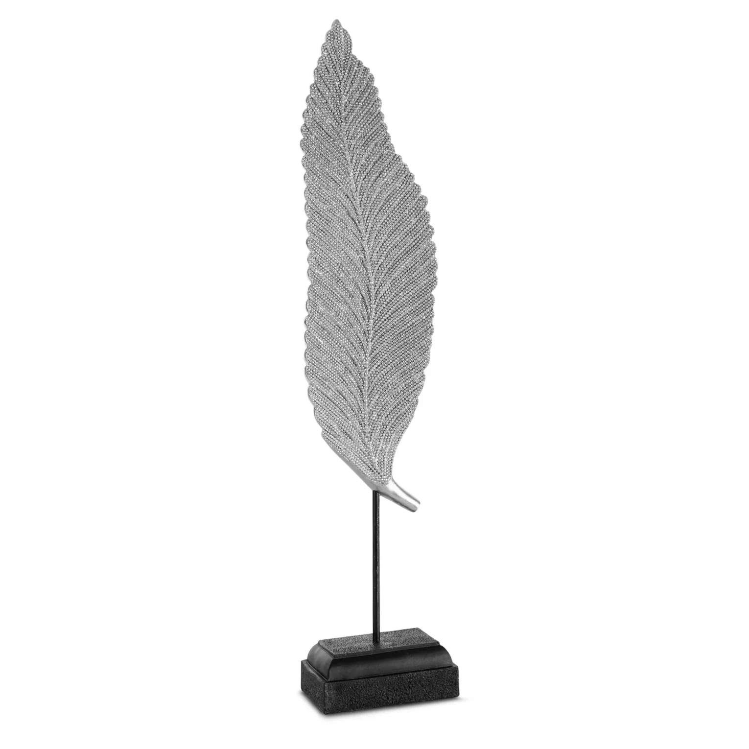 Figurka srebrna liść  o drobnym strukturalnym wzorze 12x8x55cm