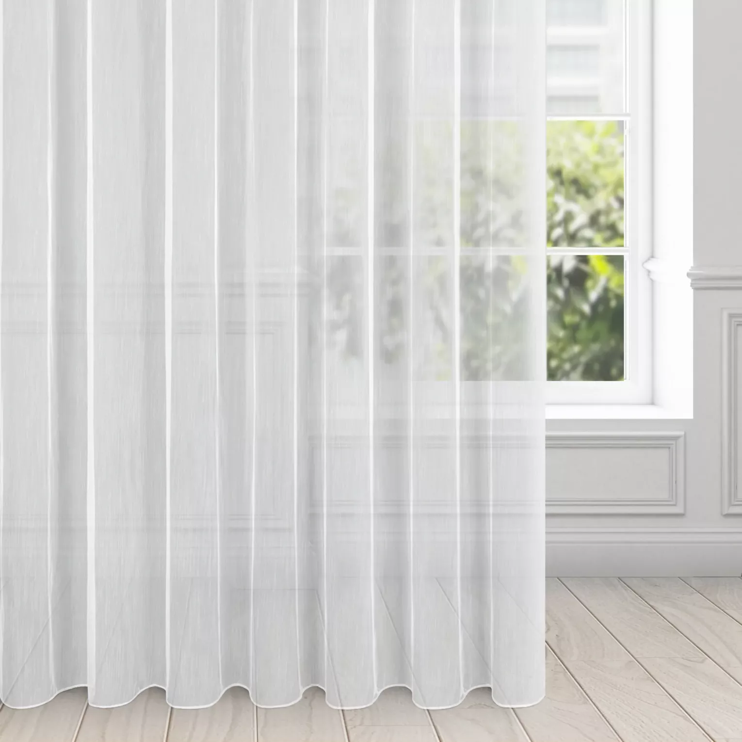 Firana biała o strukturze drobnego deszczyku 350x250 cm przelotka NICEA