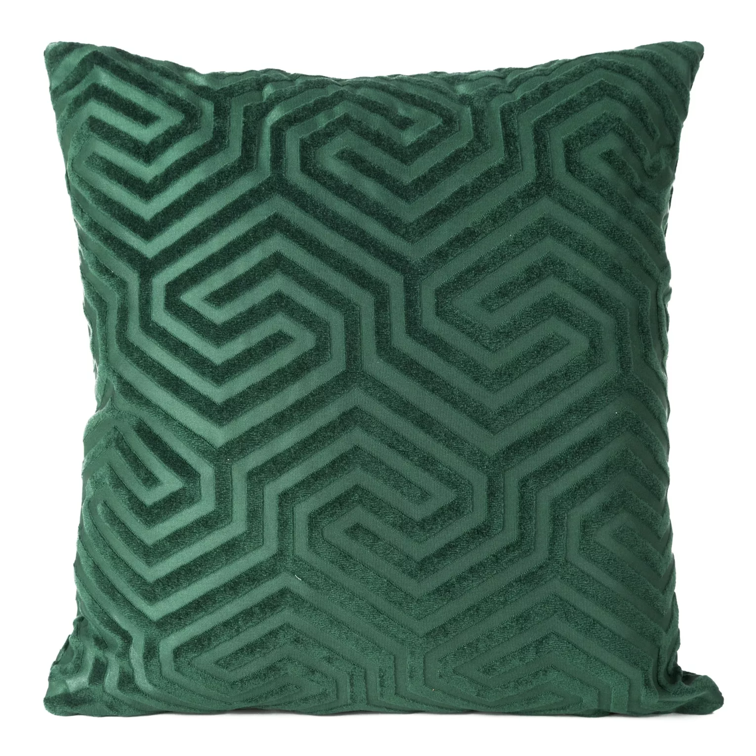 Poszewka na poduszkę 40x40 cm welwetowa kolor ciemnozielony z żakardowym geometrycznym wzorem INGA PIERRE CARDIN