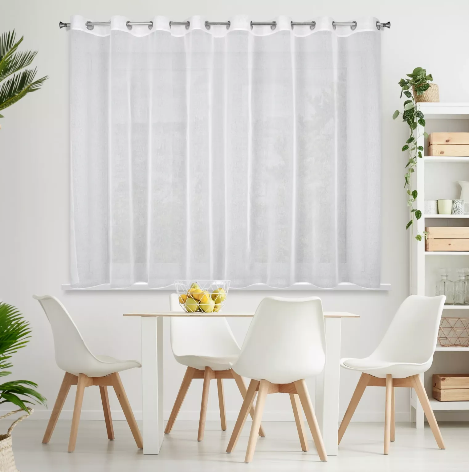 Firana biała z matowej gładkiej etaminy 300x160 cm przelotka - ASTRID