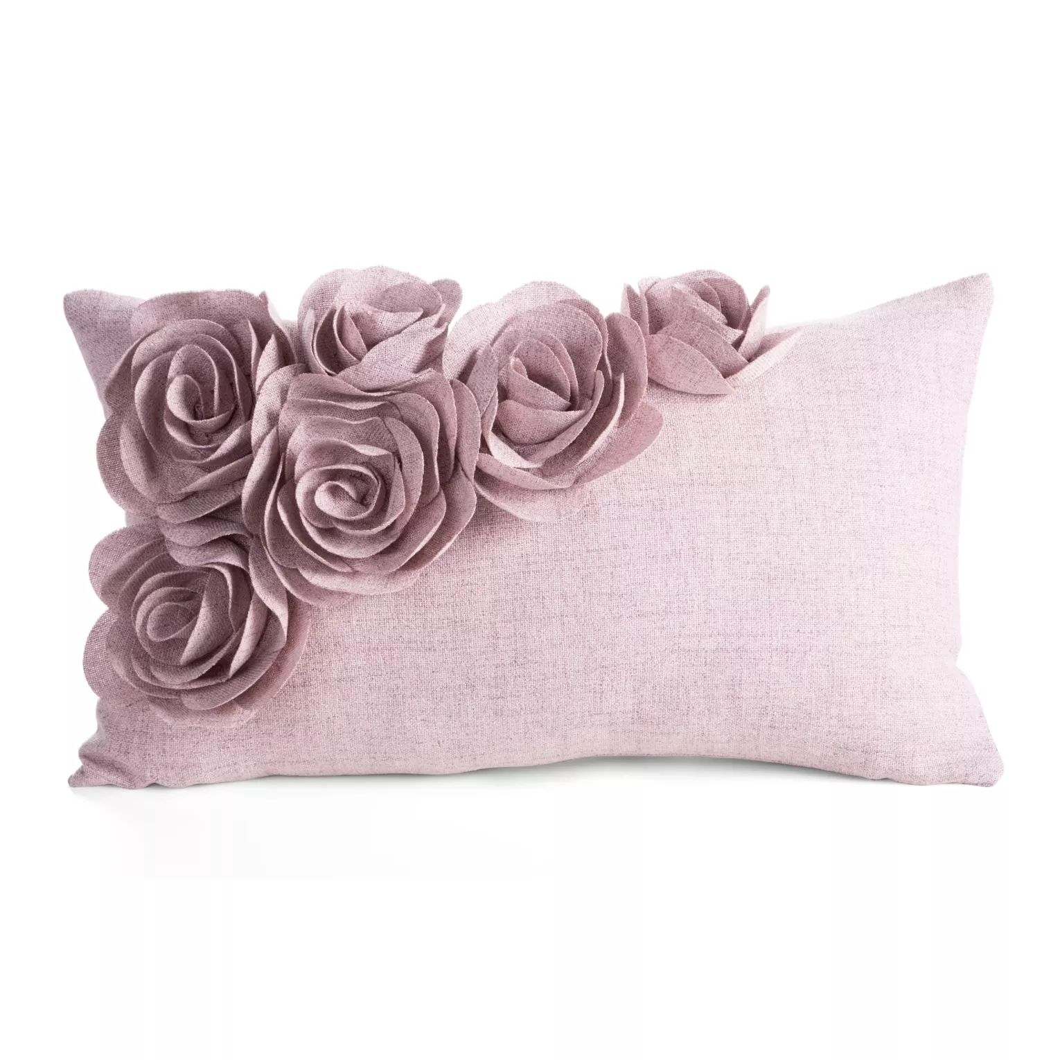 Poszewka na poduszkę 30x50 cm różowa o naturalnym splocie w 3D róże FLORES 7