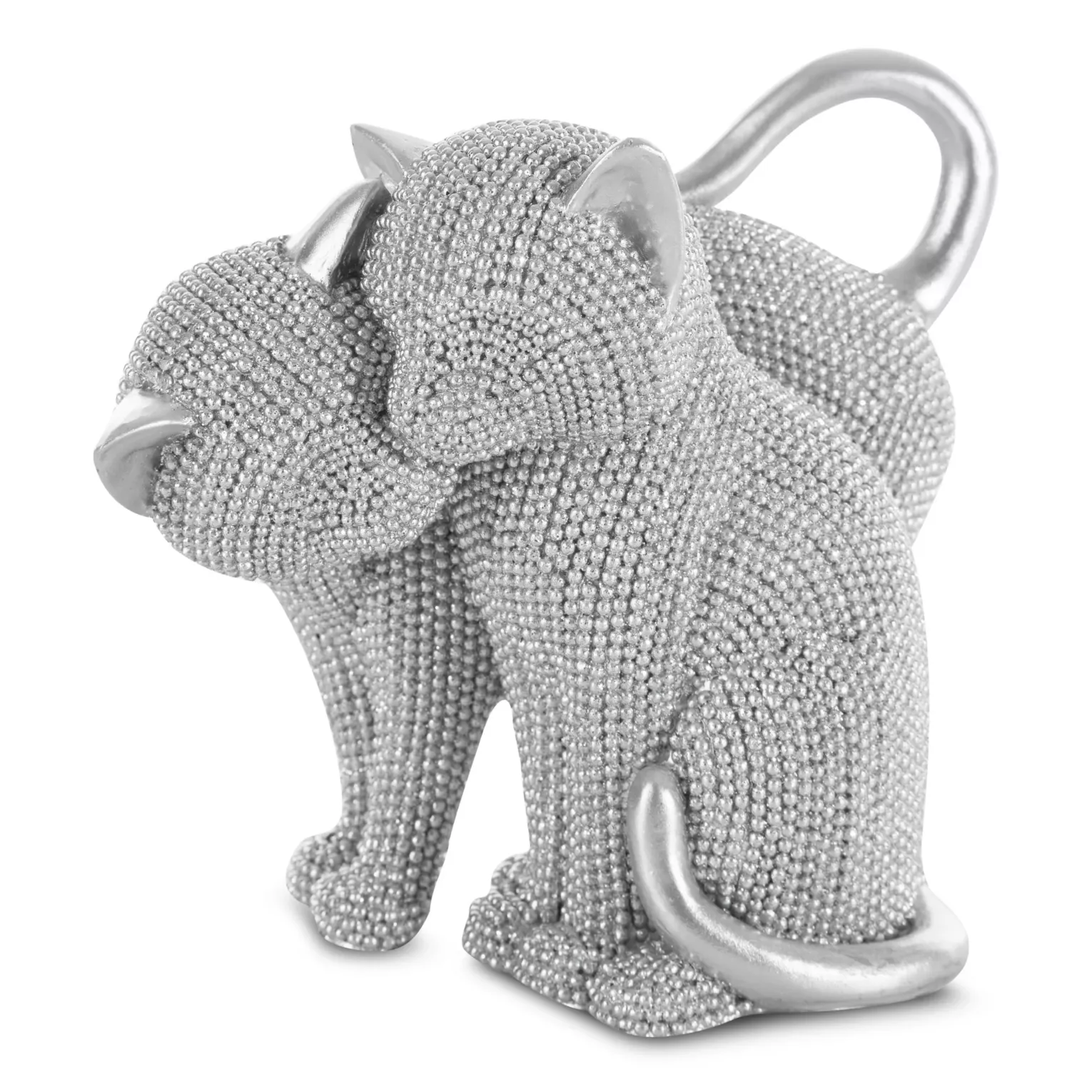 Figurka srebrna kot o drobnym strukturalnym wzorze 16x10x13 cm ELDO