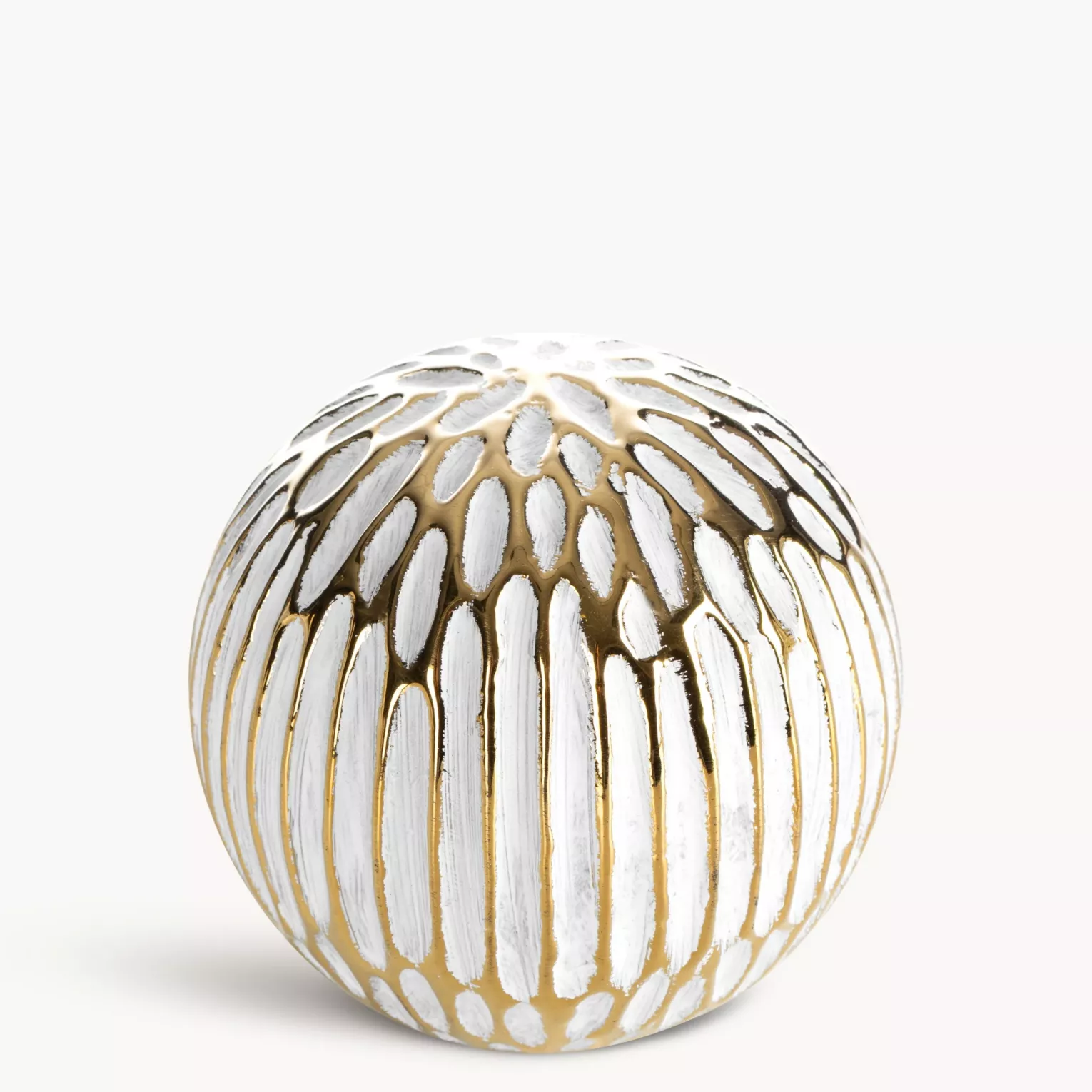 Kula ceramiczna biało, złota o ozdobnej fakturze 9x9 cm ANDREA