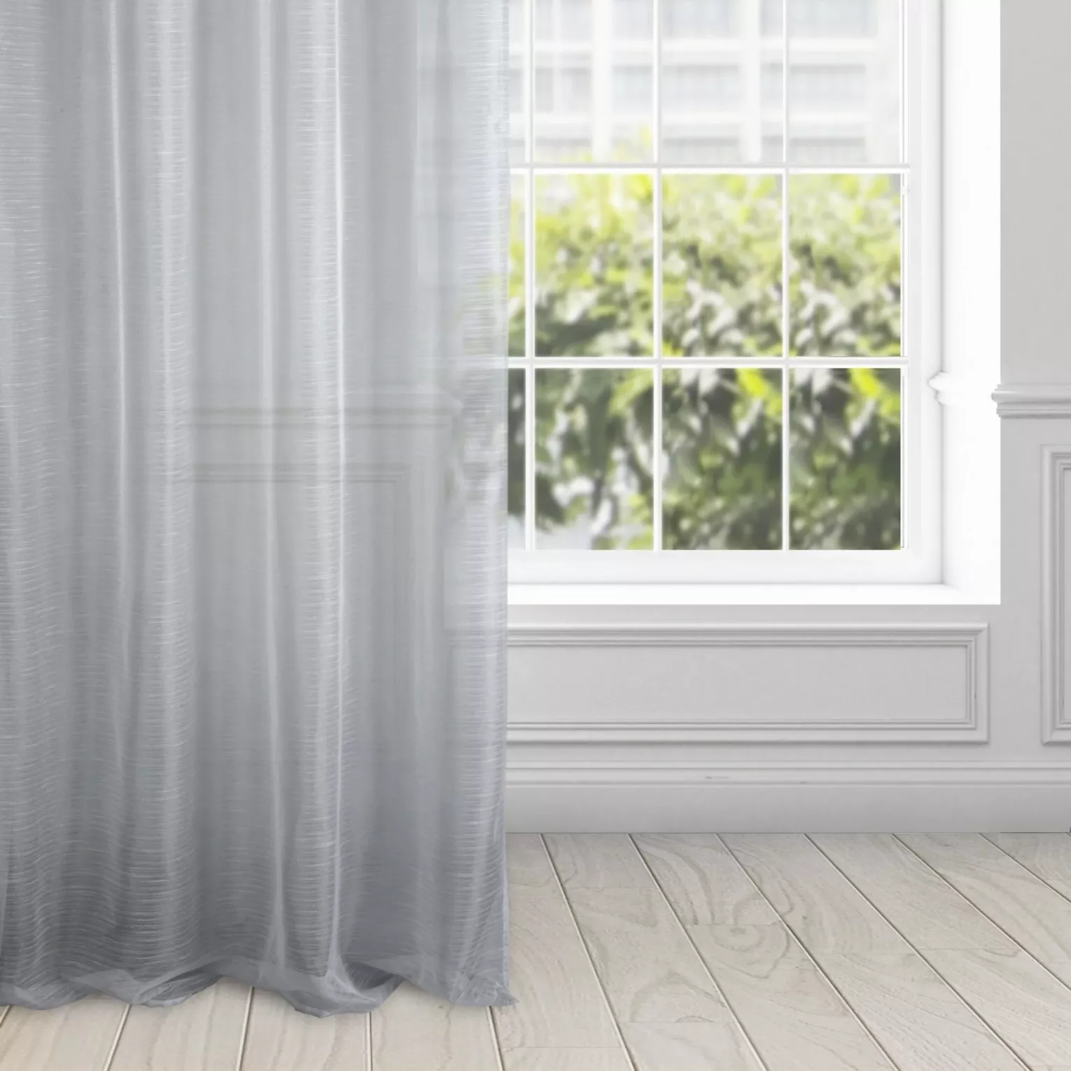 Firana srebrna z etaminy o strukturze deszczyku 140x250 cm przelotka AMIRA