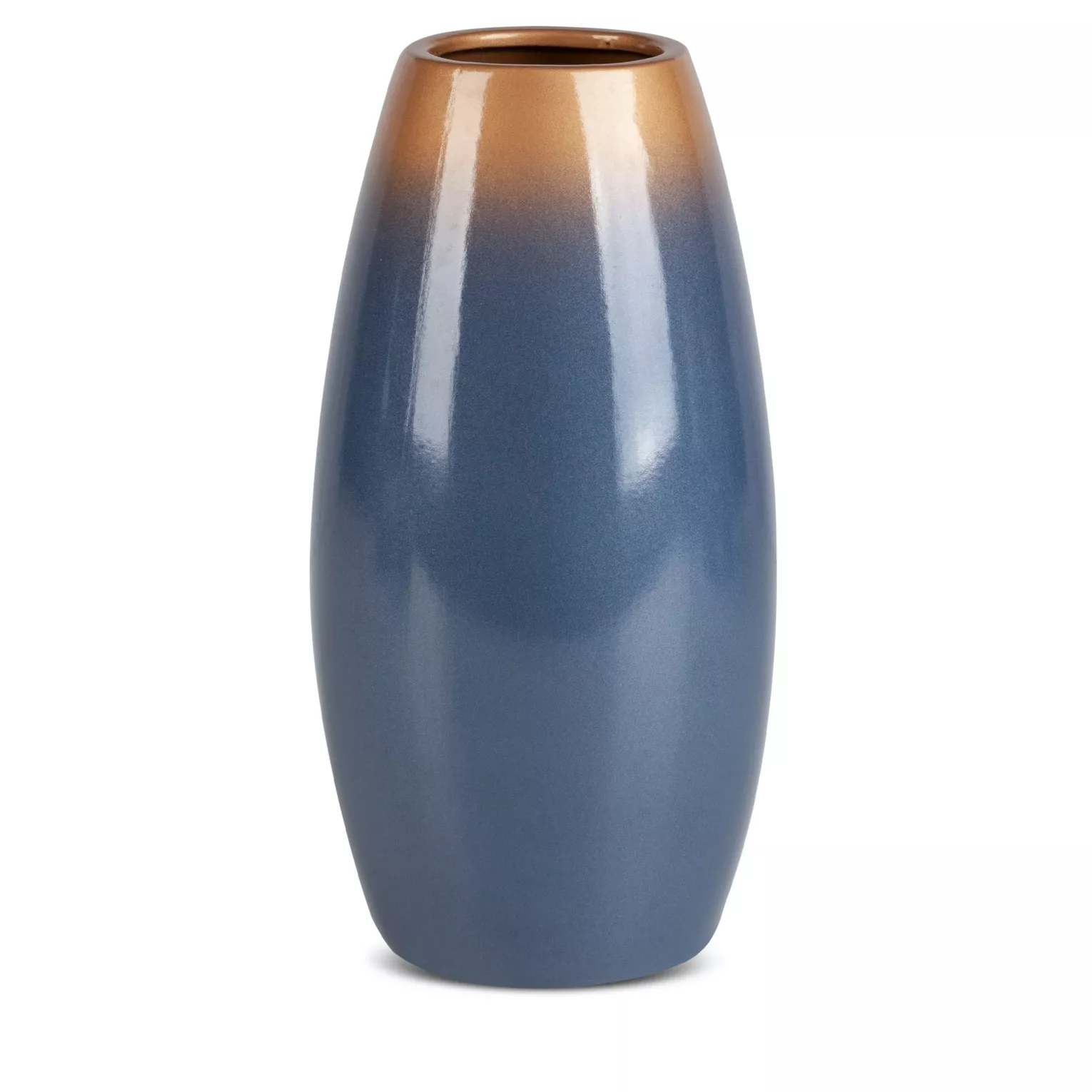 Wazon ceramiczny niebiesko-złoty  z efektem ombre średnica 15x30 cm NESSA