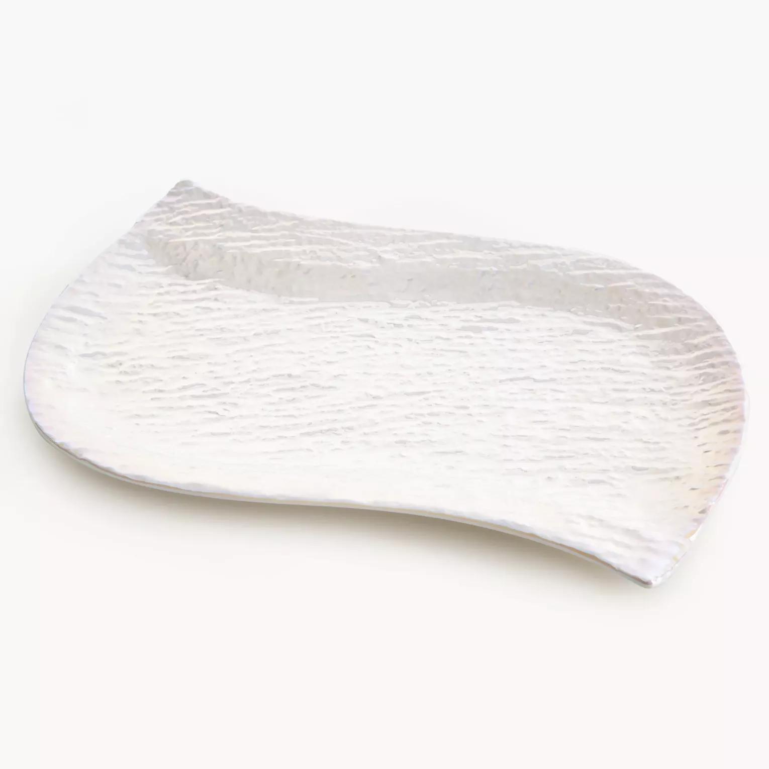 Patera ceramiczna dekoracyjna perłowa zdobiona wypukłym wzorem 26x18x2 cm NINA