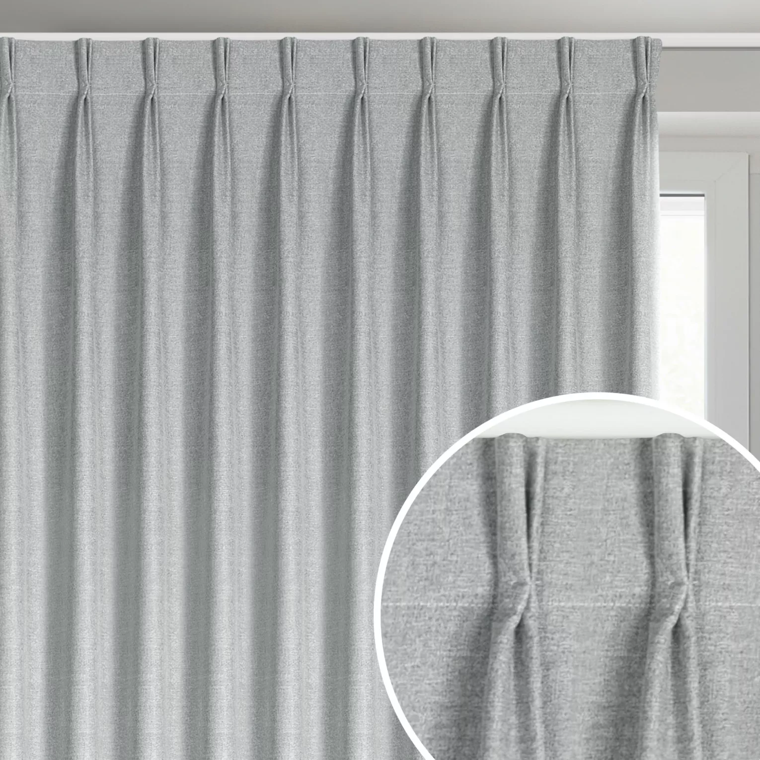 Zasłona srebrna z 100% zaciemniającej tkaniny typu blackout 125x270 cm (wymiar podany na gotowo) system flex - NELISA