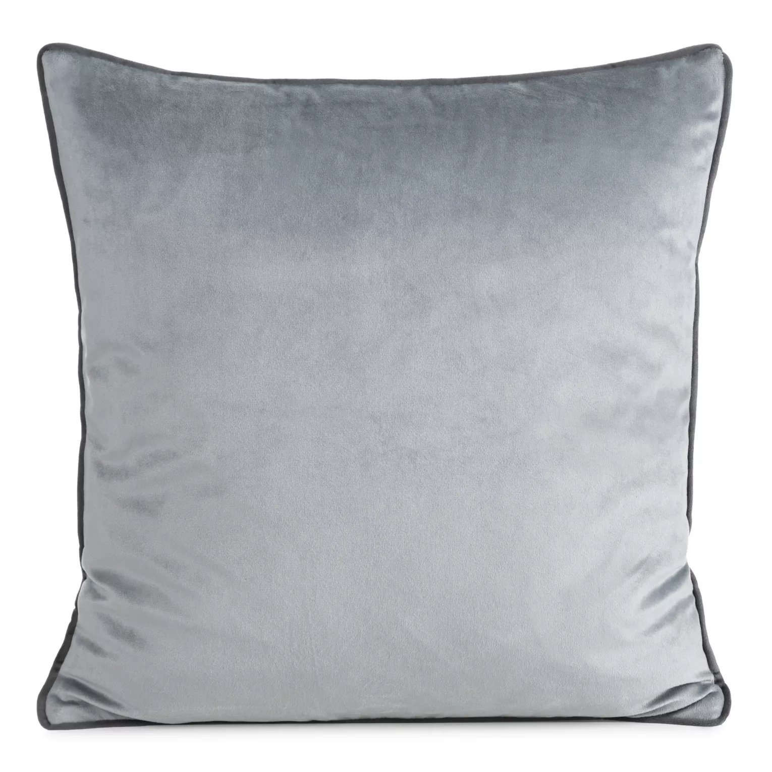 Poszewka na poduszkę 45x45 cm welwetowa, srebrna o delikatnym połysku z ozdobną lamówką GAJA 2