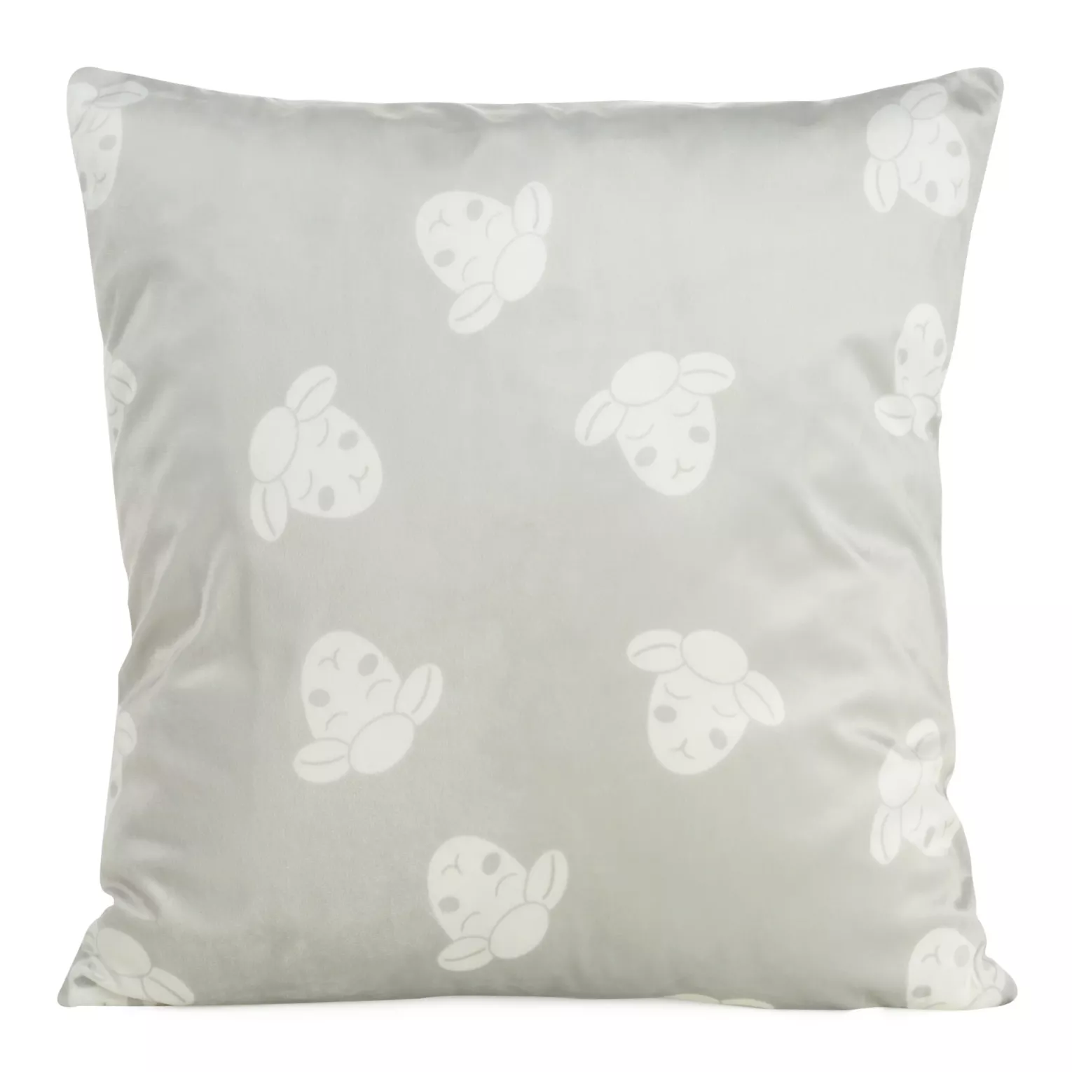 Poszewka na poduszkę 45x45 cm welwetowa, popielato biała z motywem baranków KIDS DESIGN 91