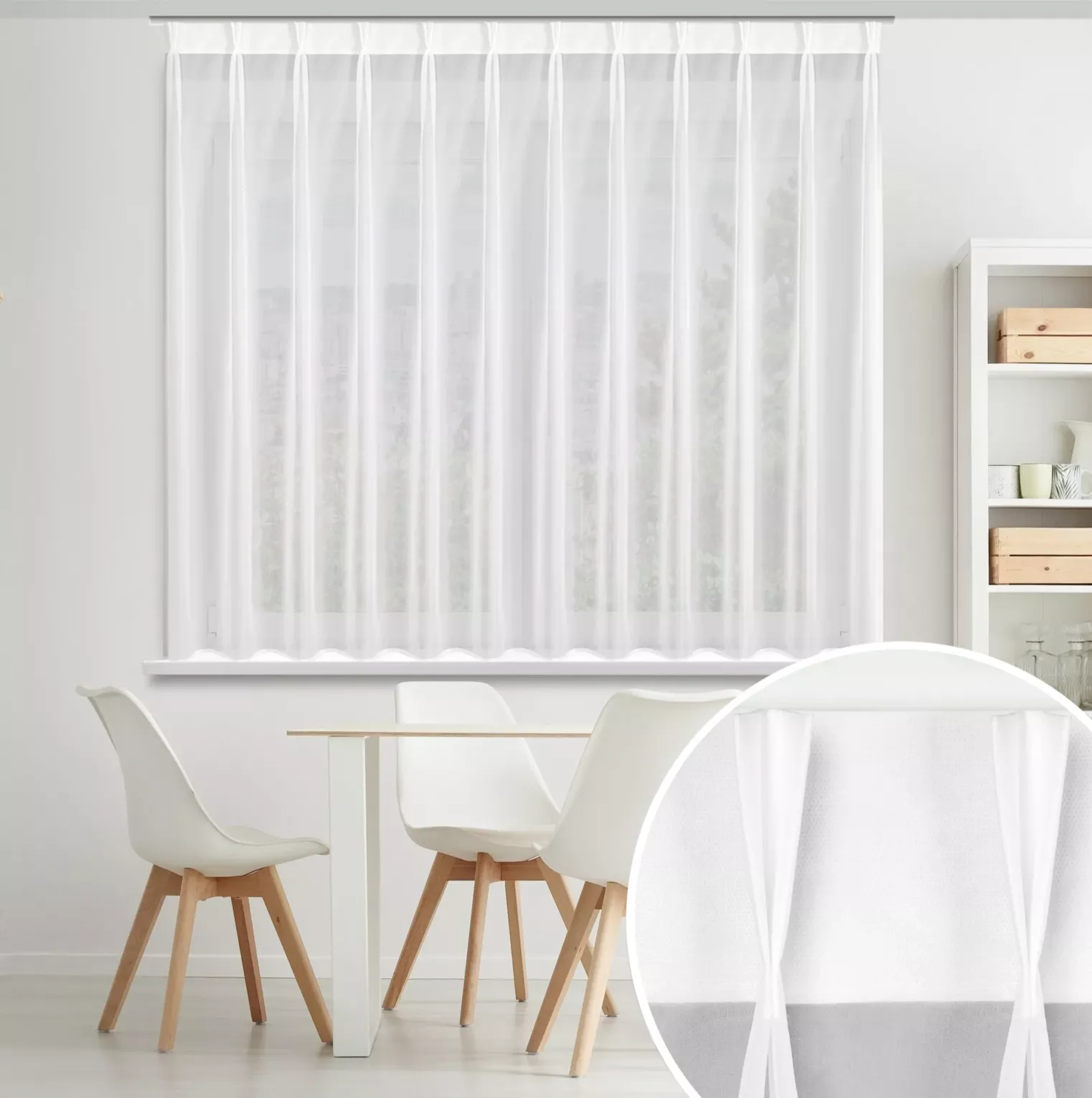 Firana biała z gładkiego woalu 230x170 cm (wymiar podany na gotowo) system flex - LUCY
