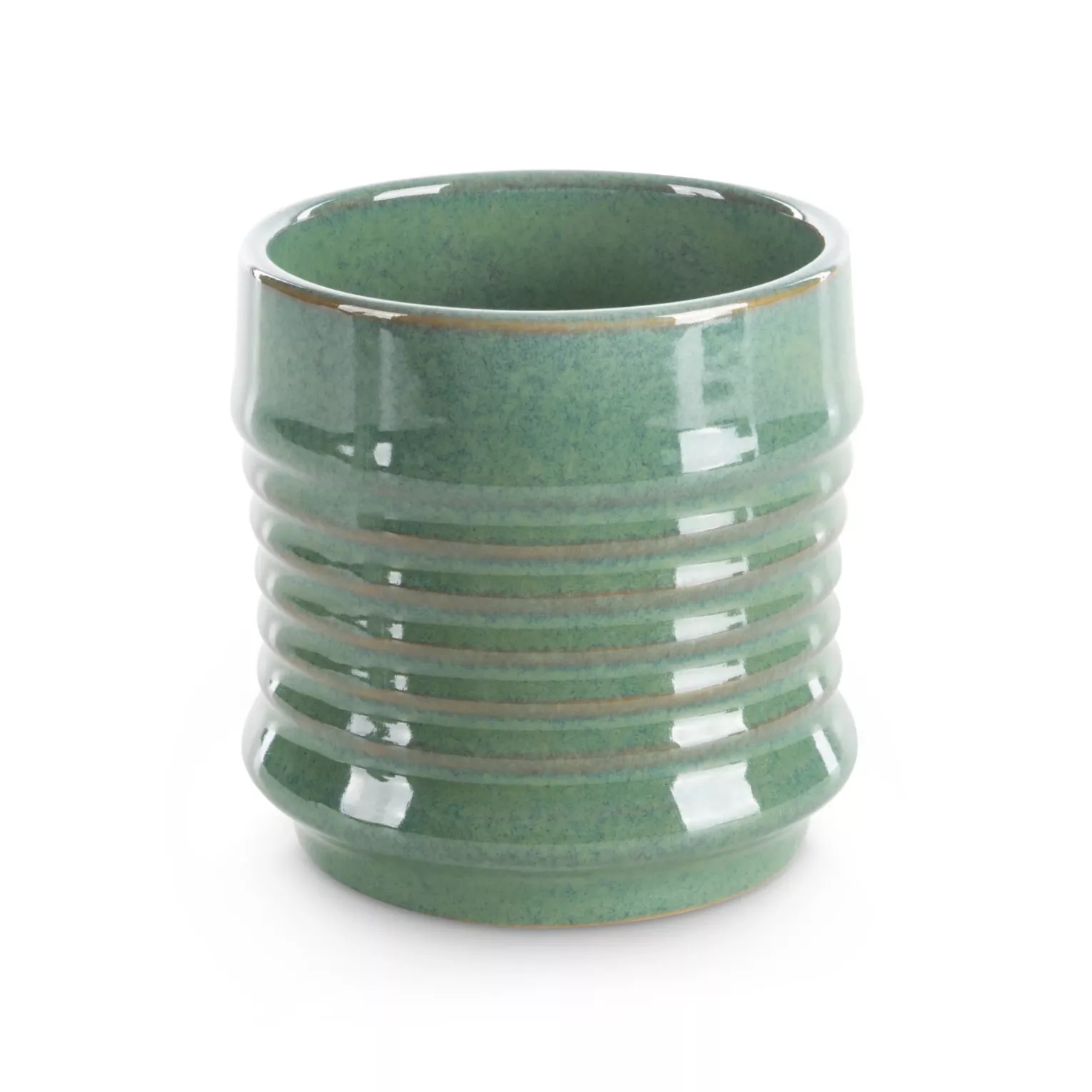 Donica ceramiczna zielona minimalistyczna, o kształcie walca średnica 11x11 cm SAMI