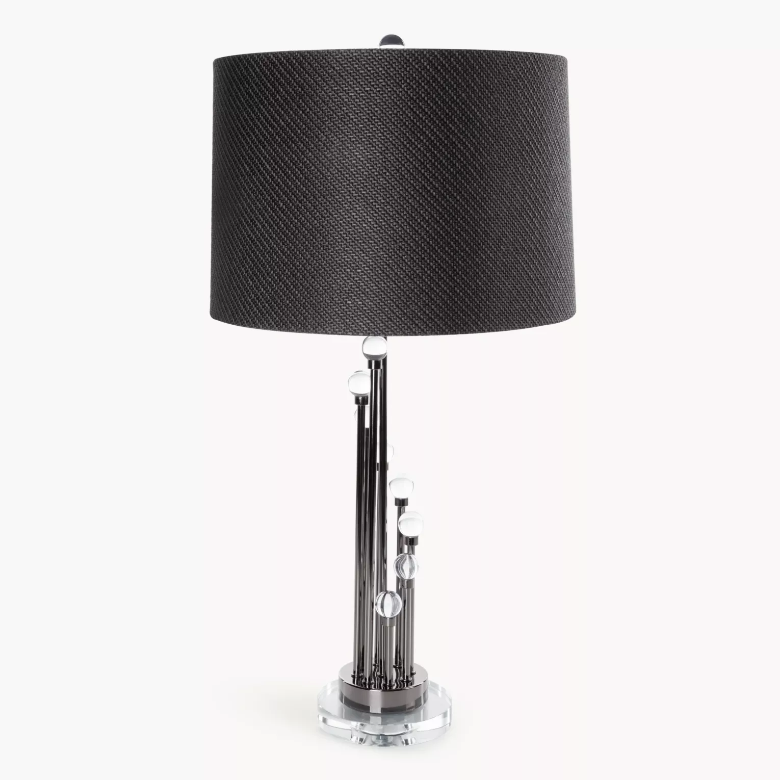 Lampa stołowa do pokoju grafitowa zdobiona kryształkami 38 x 75 cm ISLA