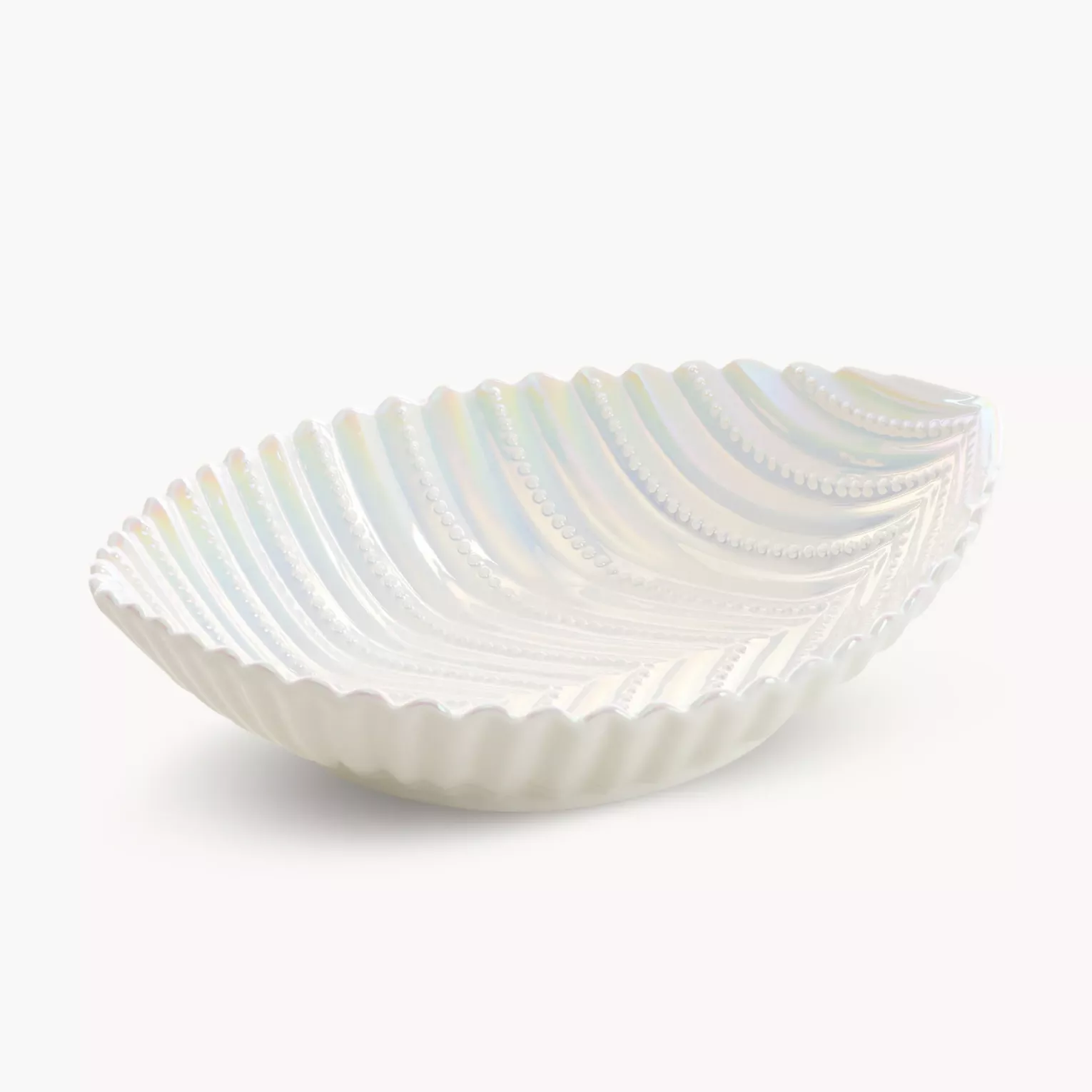 Misa ceramiczna dekoracyjna perłowa w kształcie łódeczki 24x18x7 cm  NELA