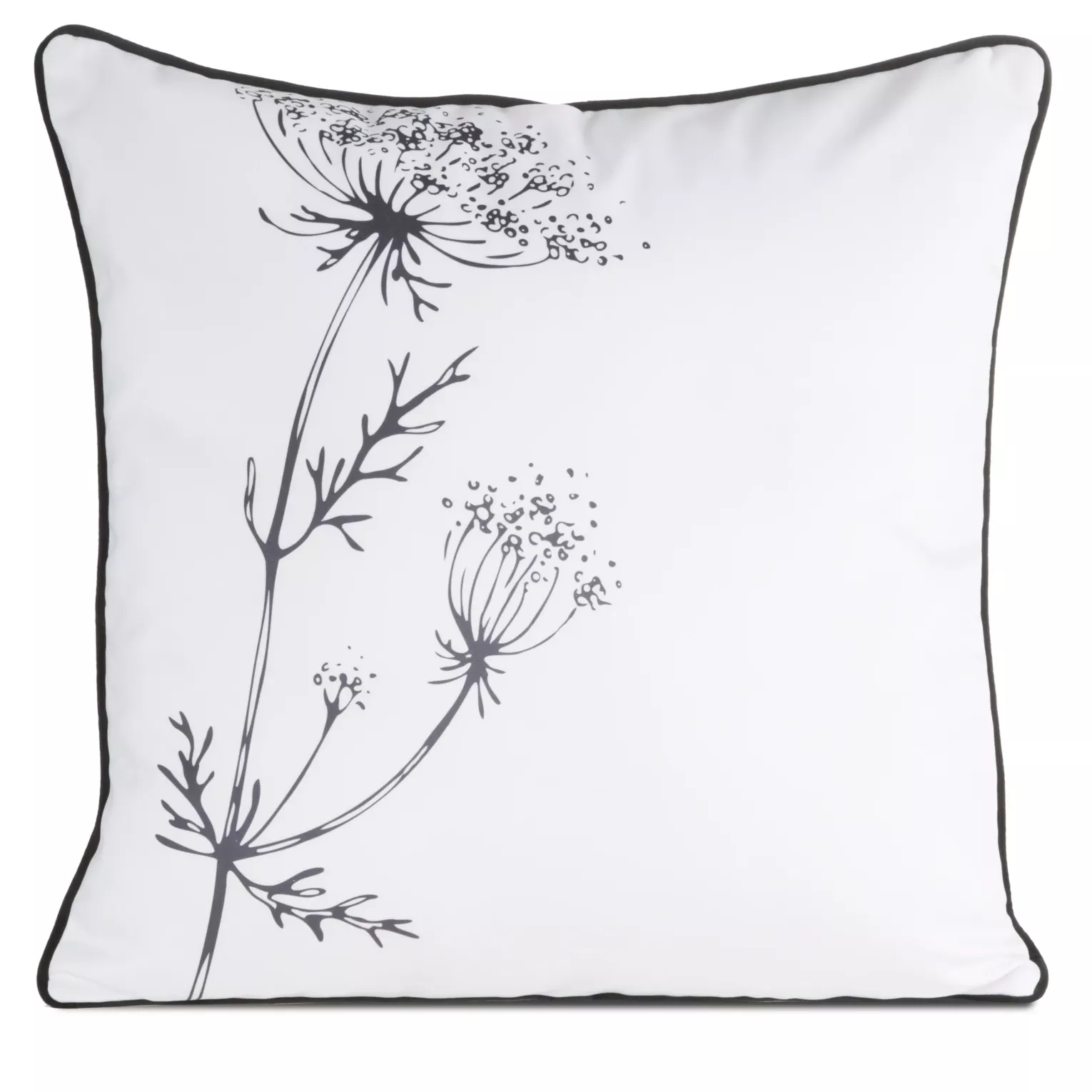 Poszewka na poduszkę dwustronna 60x60 cm welwetowa, biało beżowa z motywem roślinnym z wypustką na brzegach AGNES Eurofirany Premium