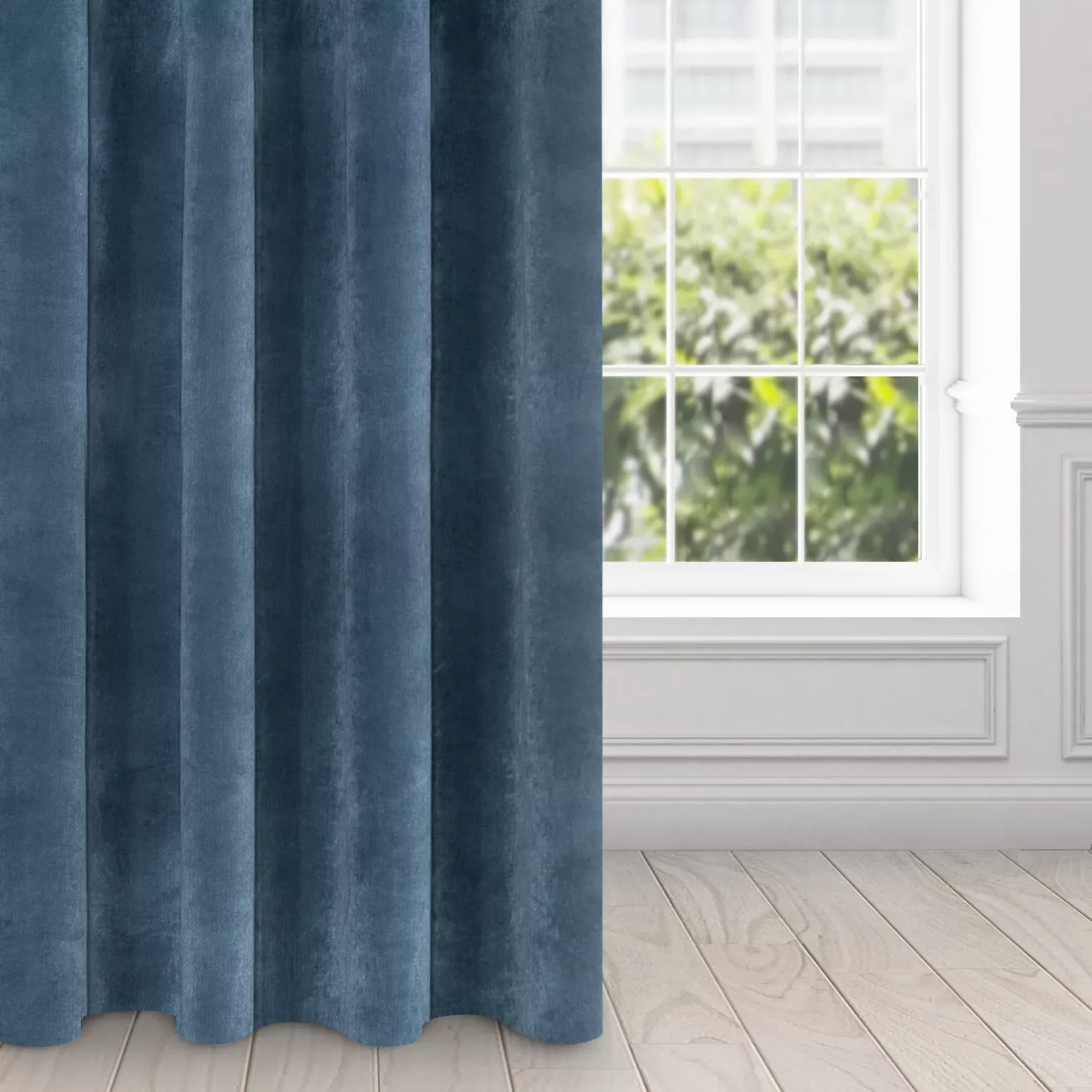 Zasłona granatowa z ekskluzywnego aksamitnego welwetu 290 g/m2 140x250 cm 10 szt. przelotek - RIA - Diva Line