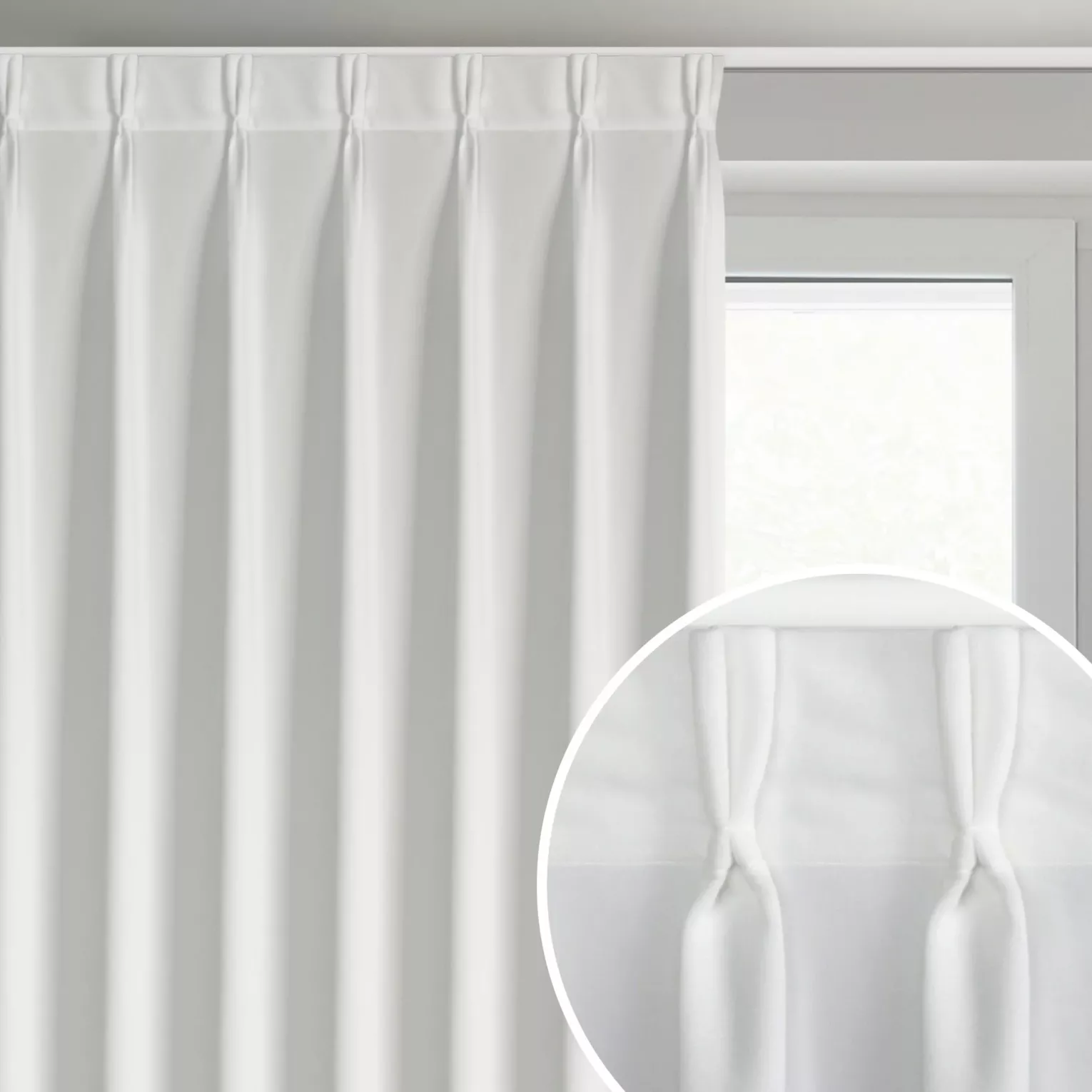 Zasłona biała z welwetowej tkaniny 80x270 cm (wymiar podany na gotowo) system flex - MELANIE