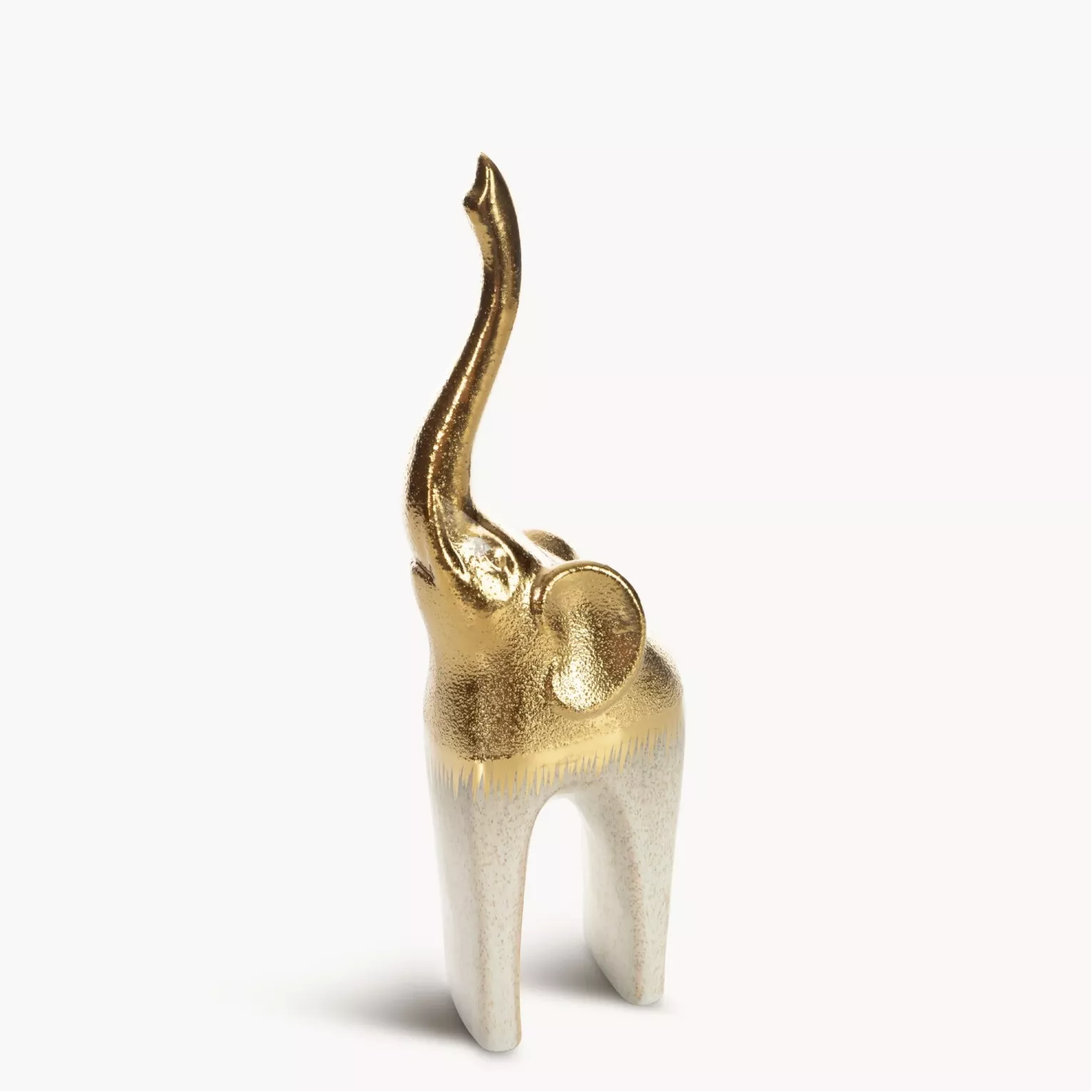 Figurka ceramiczna kremowo-złota słoń  z lśniącą powierzchnią 11x7x30 cm MAX 2