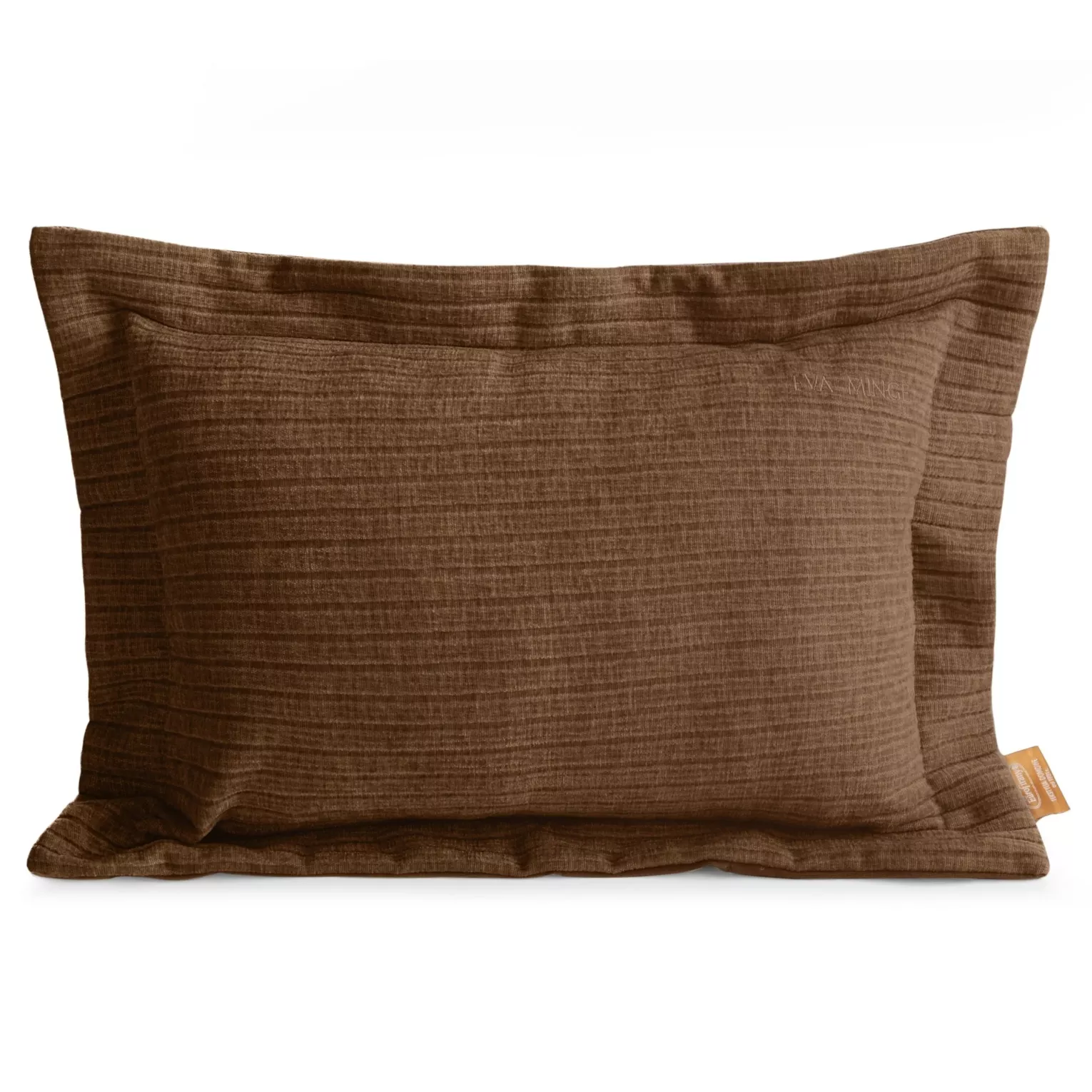 Poszewka na poduszkę  40x60 cm z szenilowej tkaniny jasnobrązowa o widocznym ozdobnym splocie Eva Minge Elegante