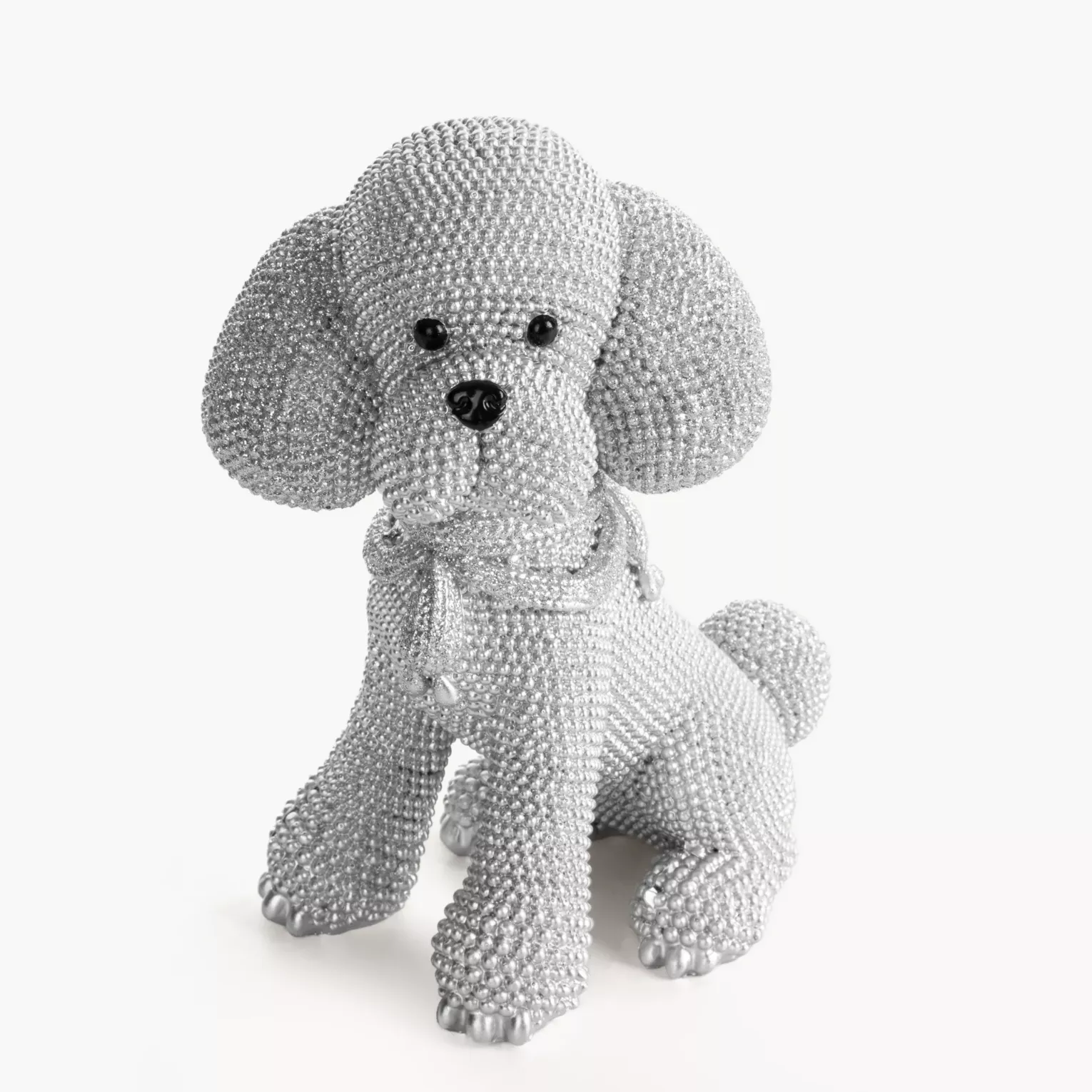 Figurka srebrna pies  o drobnym strukturalnym wzorze 15x10x19 cm ELDO