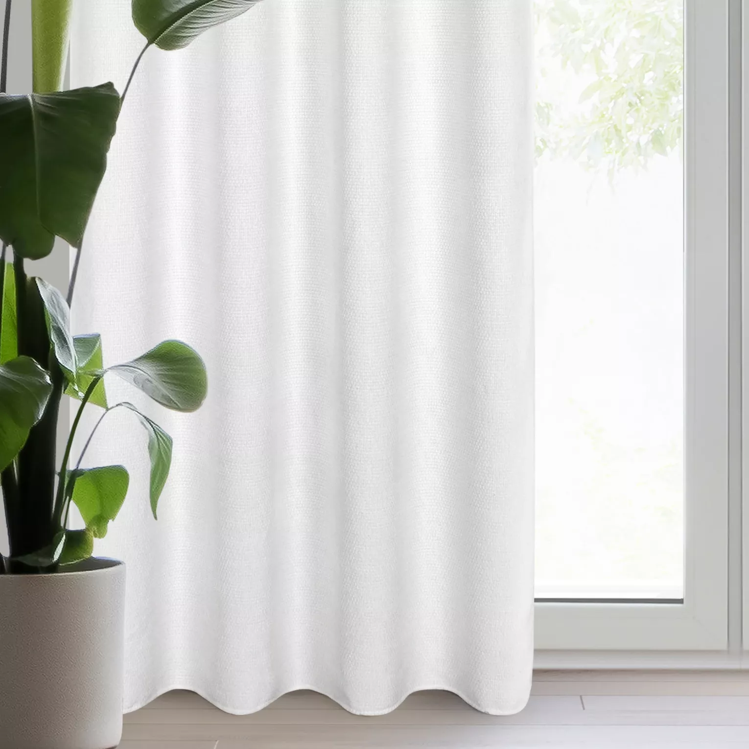 Zasłona biała z tkaniny szenilowej 135x250 przelotka - ALETA