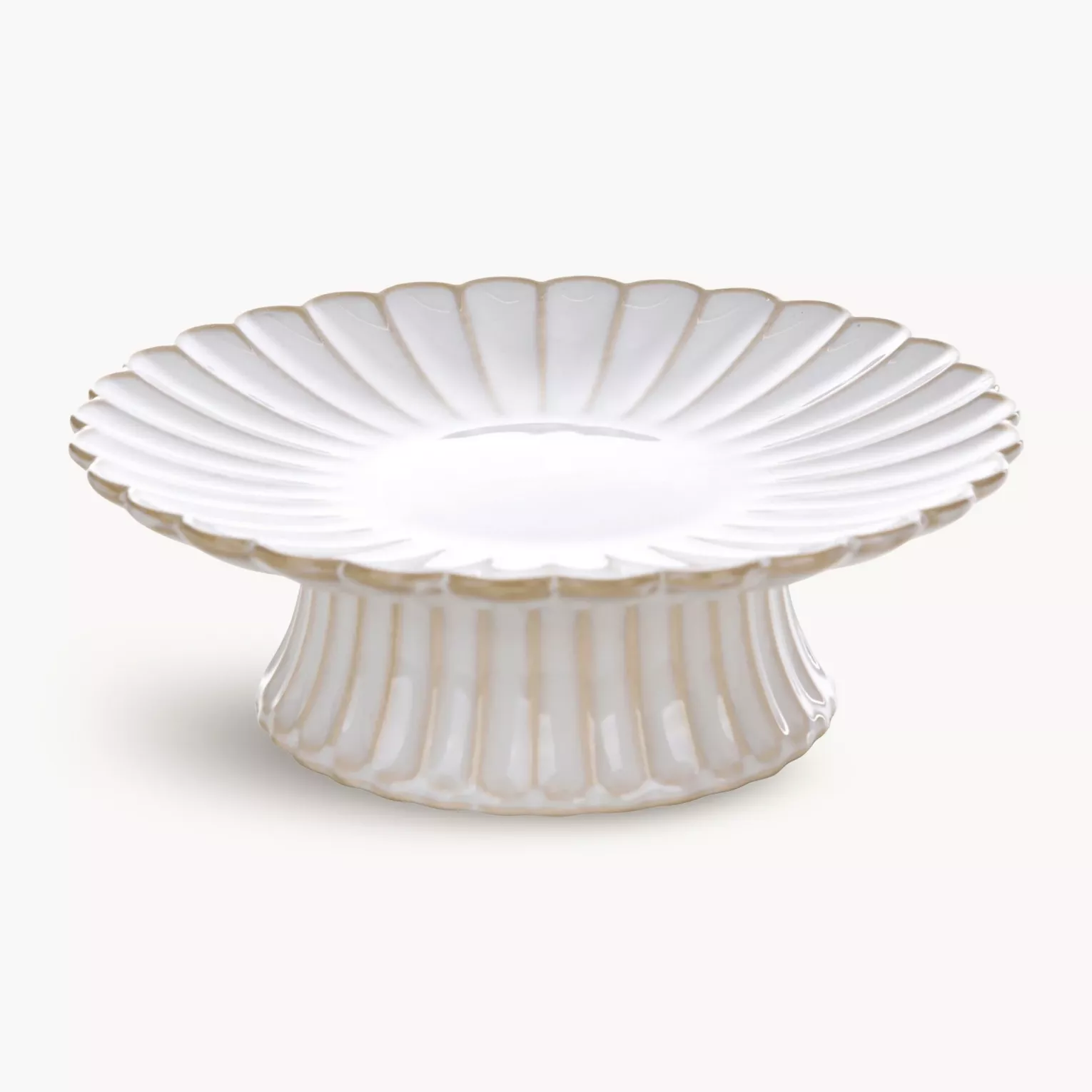 Patera ceramiczna dekoracyjna kremowo-beżowa z przecieranym wzorem w stylu eko średnica 18x6 cm AVRIL