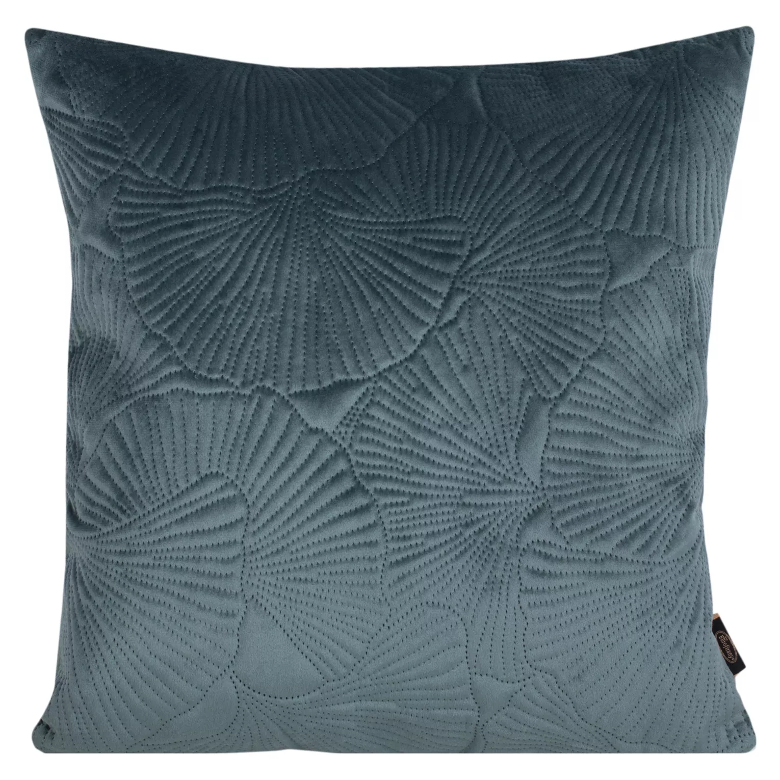 Poszewka na poduszkę 45x45 cm welwetowa kolor ciemnomiętowy z wytłaczanym wzorem liści miłorzębu VELVET 58 Eurofirany Premium
