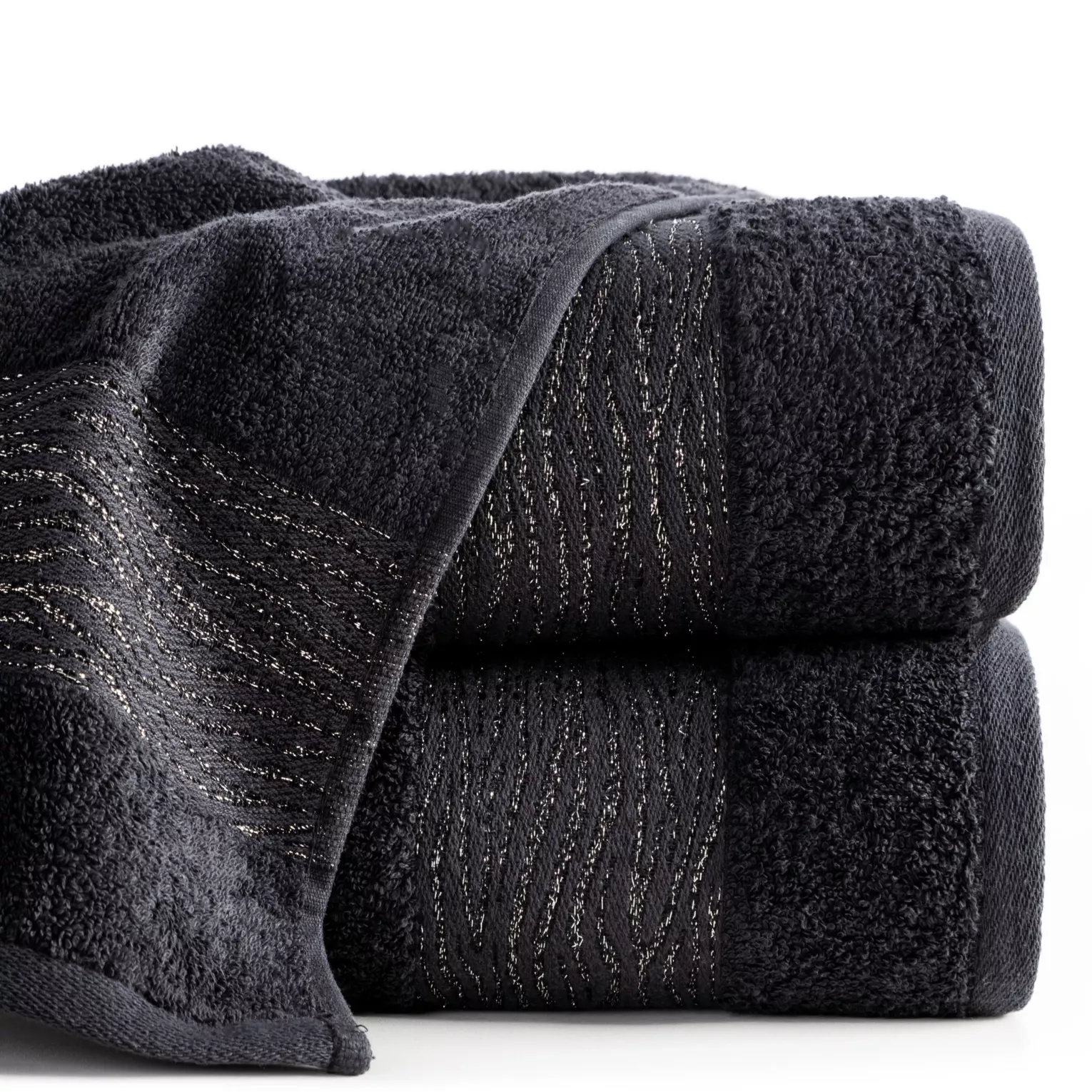 Ręcznik kąpielowy 50x90 cm bawełniany kolor czarny z błyszącą bordiurą AMBER