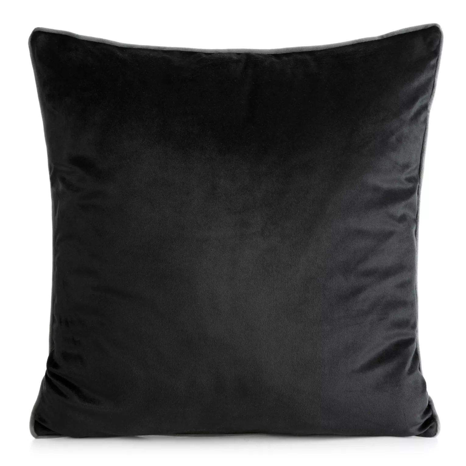 Poszewka na poduszkę 45x45 cm welwetowa kolor czarny o delikatnym połysku z ozdobną lamówką GAJA 2