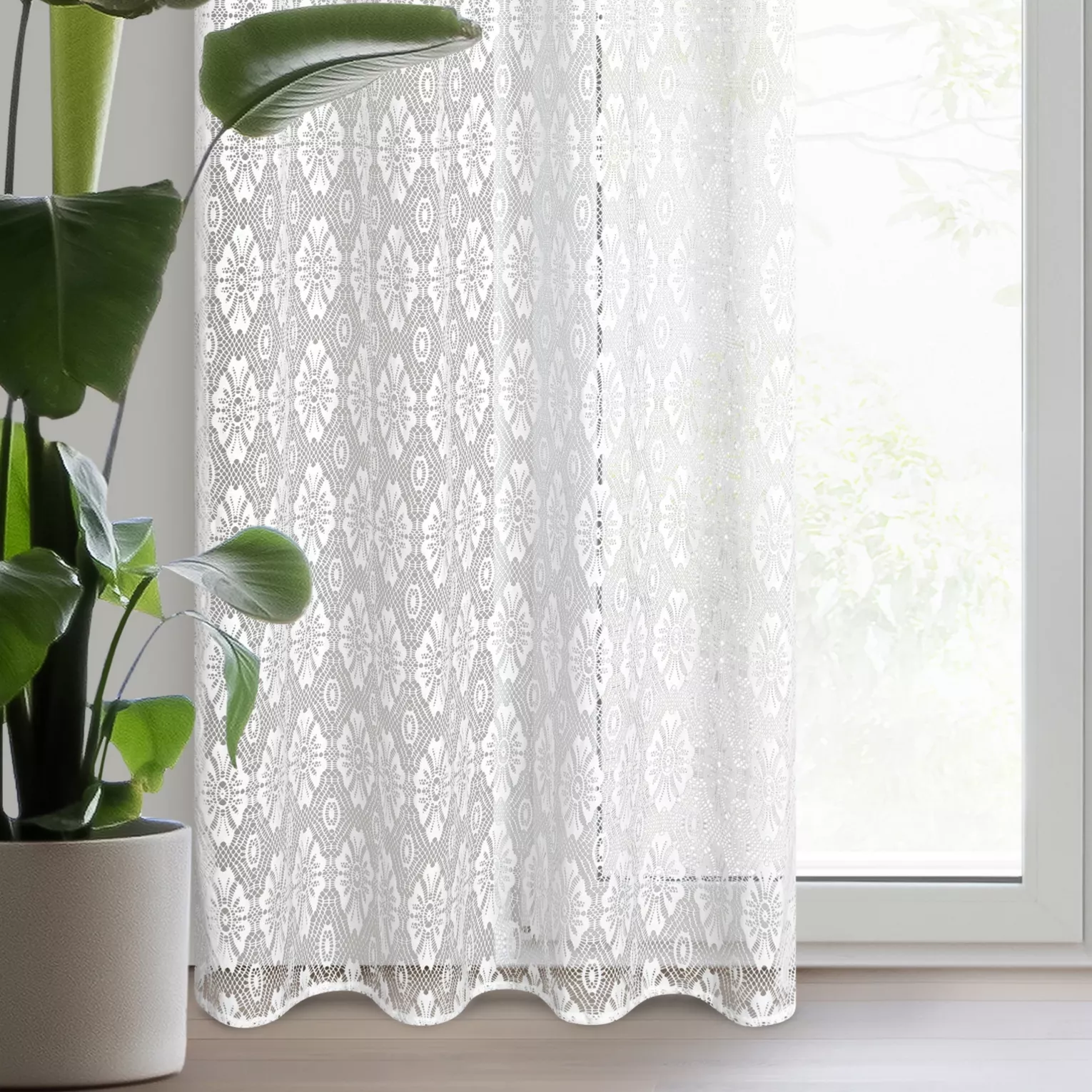 Firana biała w stylu boho 140x250 cm przelotka IGA