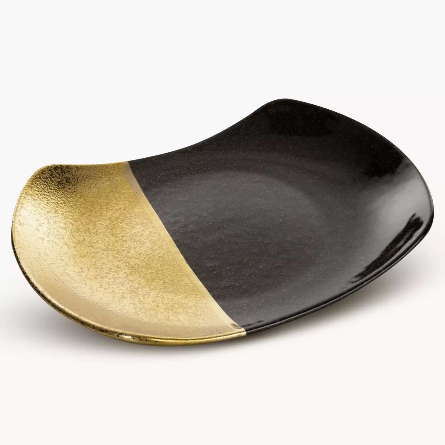 Patera ceramiczna dekoracyjna czarno-złota 32x23x5 cm  THEO
