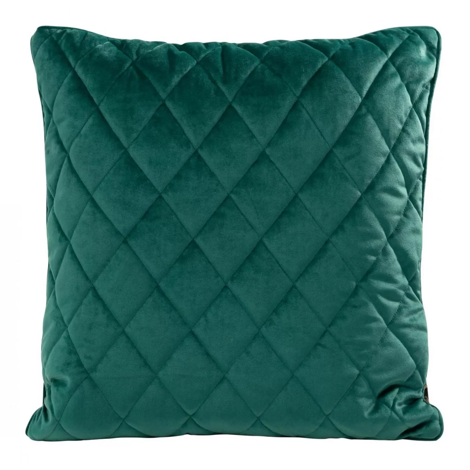 Poszewka na poduszkę 45x45 cm welwetowa, ciemnoturkusowa pikowana we wzór karo z ozdobną wypustką VELVET 27 Eurofirany Premium
