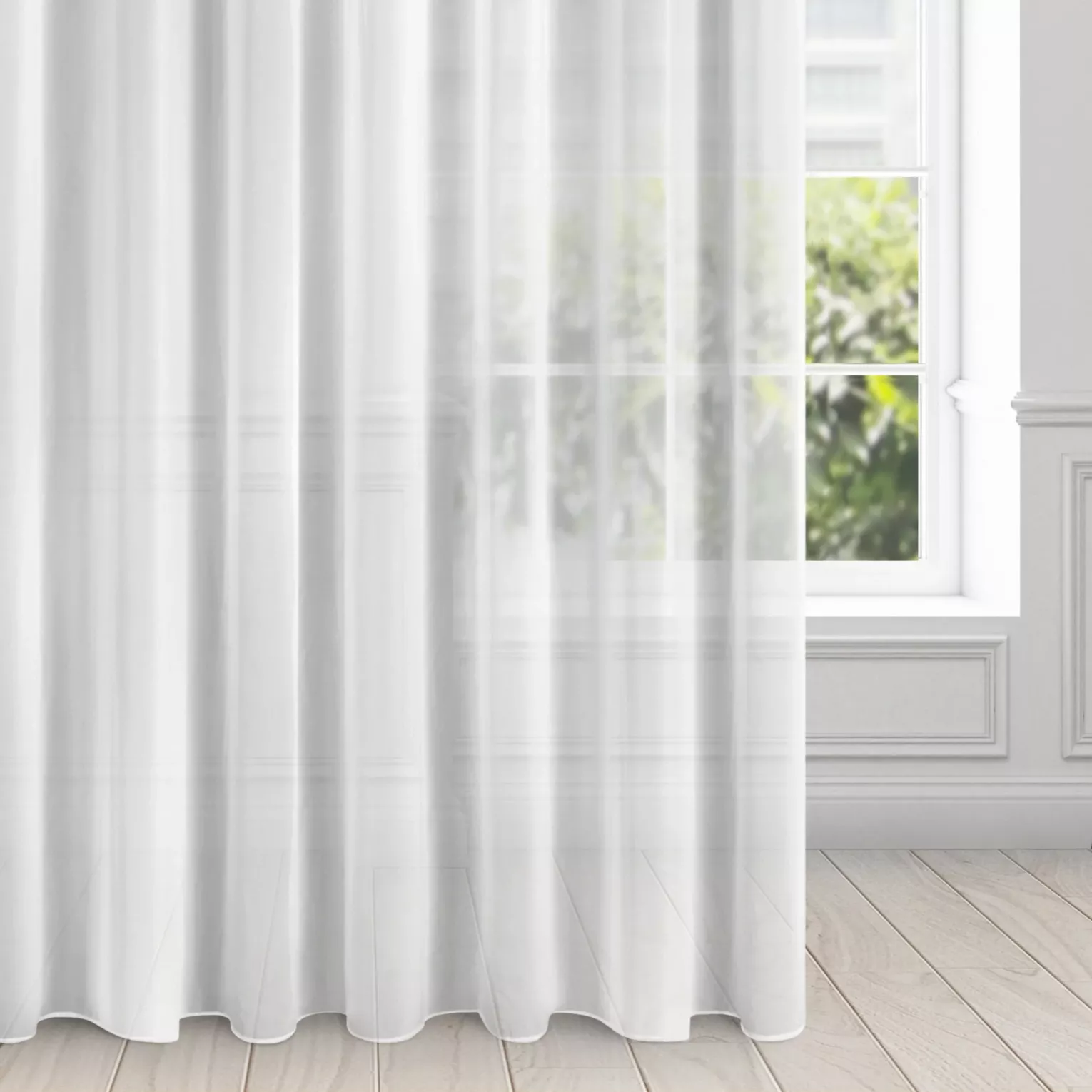 Firana biała z gładkiej matowej tkaniny szyfonowej 350x250 cm przelotka DALIA