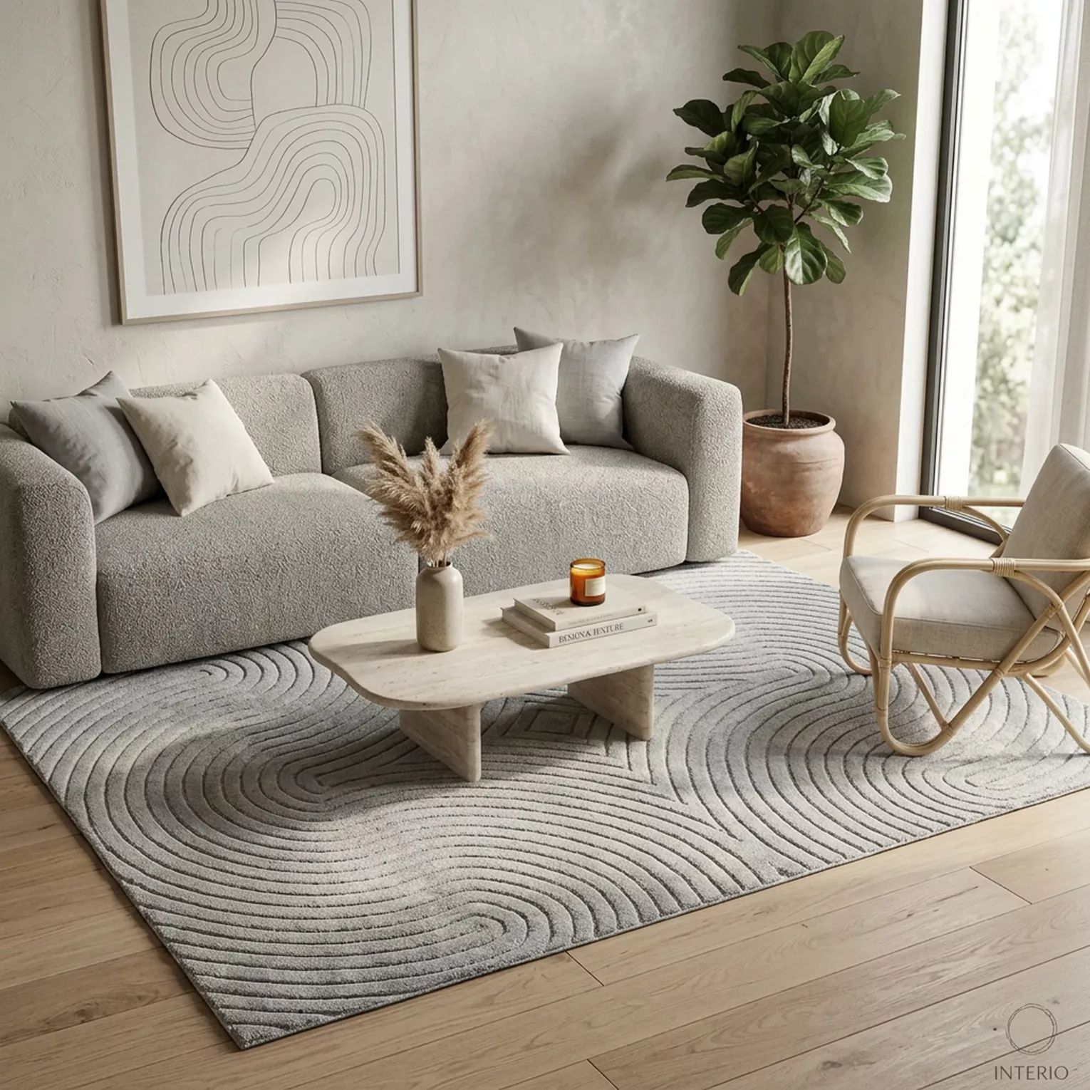 Dywan 120x170 cm stalowy z tłoczonym wzorem 3D VENUS BOHO 1